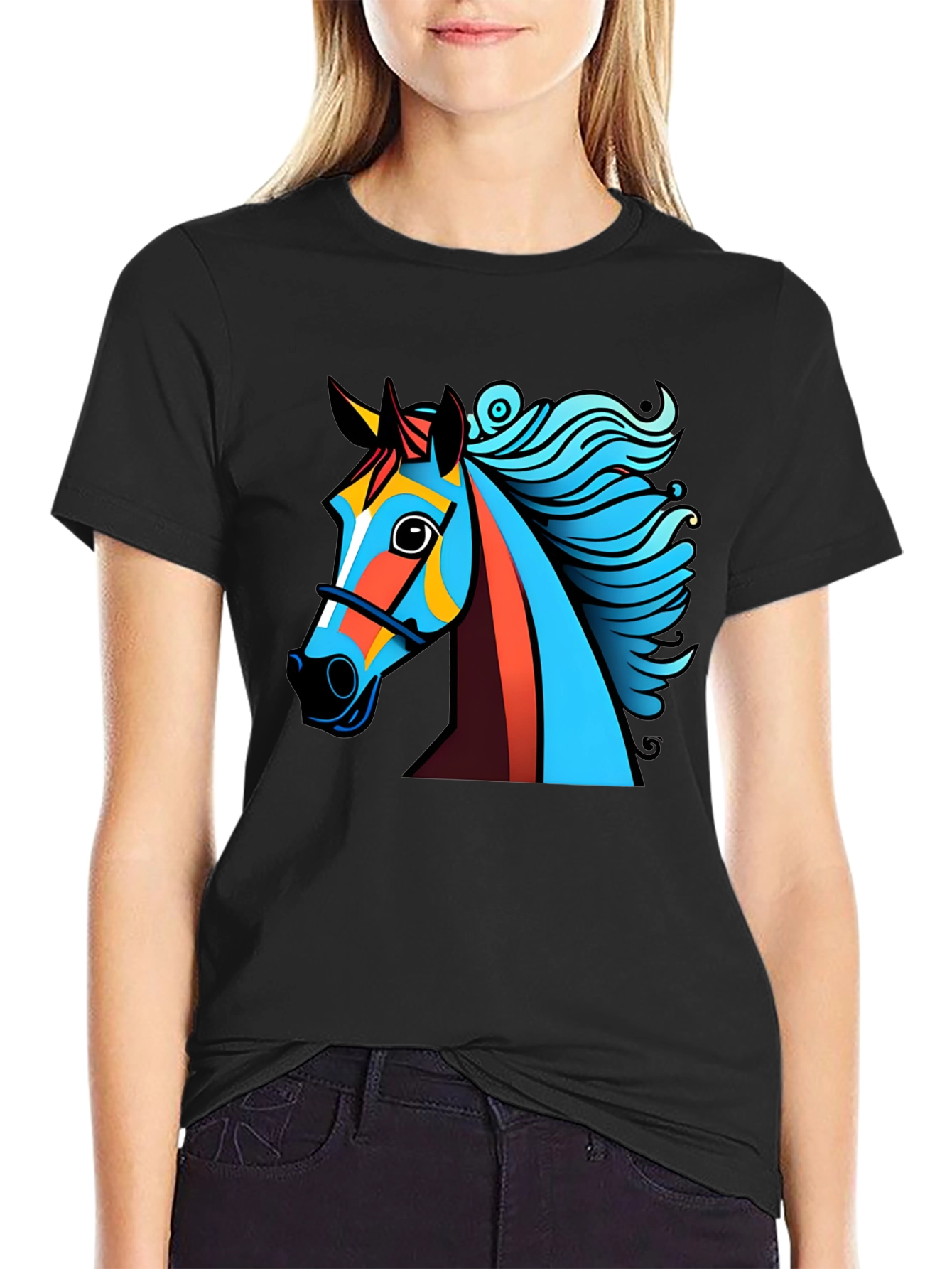 Bold Graphic Horse Tee - Artistic Mens T-Shirt