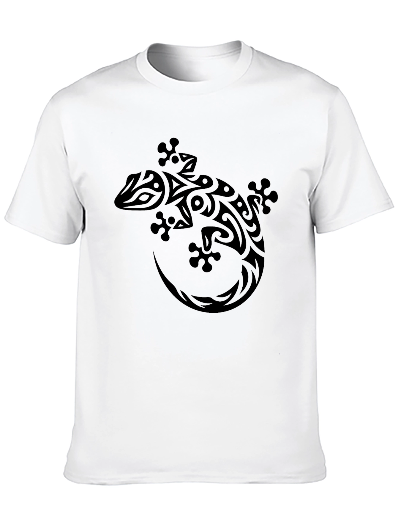 Tribal Gecko Graphic Print Black T-Shirt