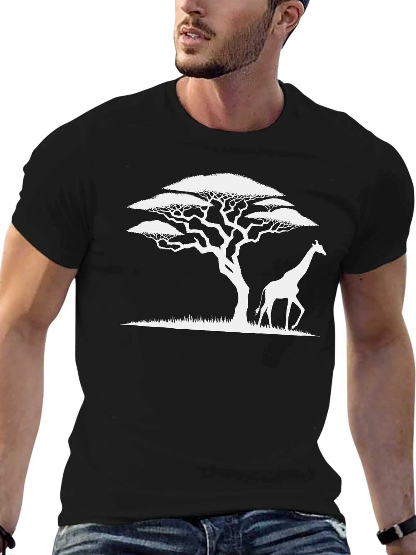 Savanna Silhouette Tee - Tree and Giraffe Design