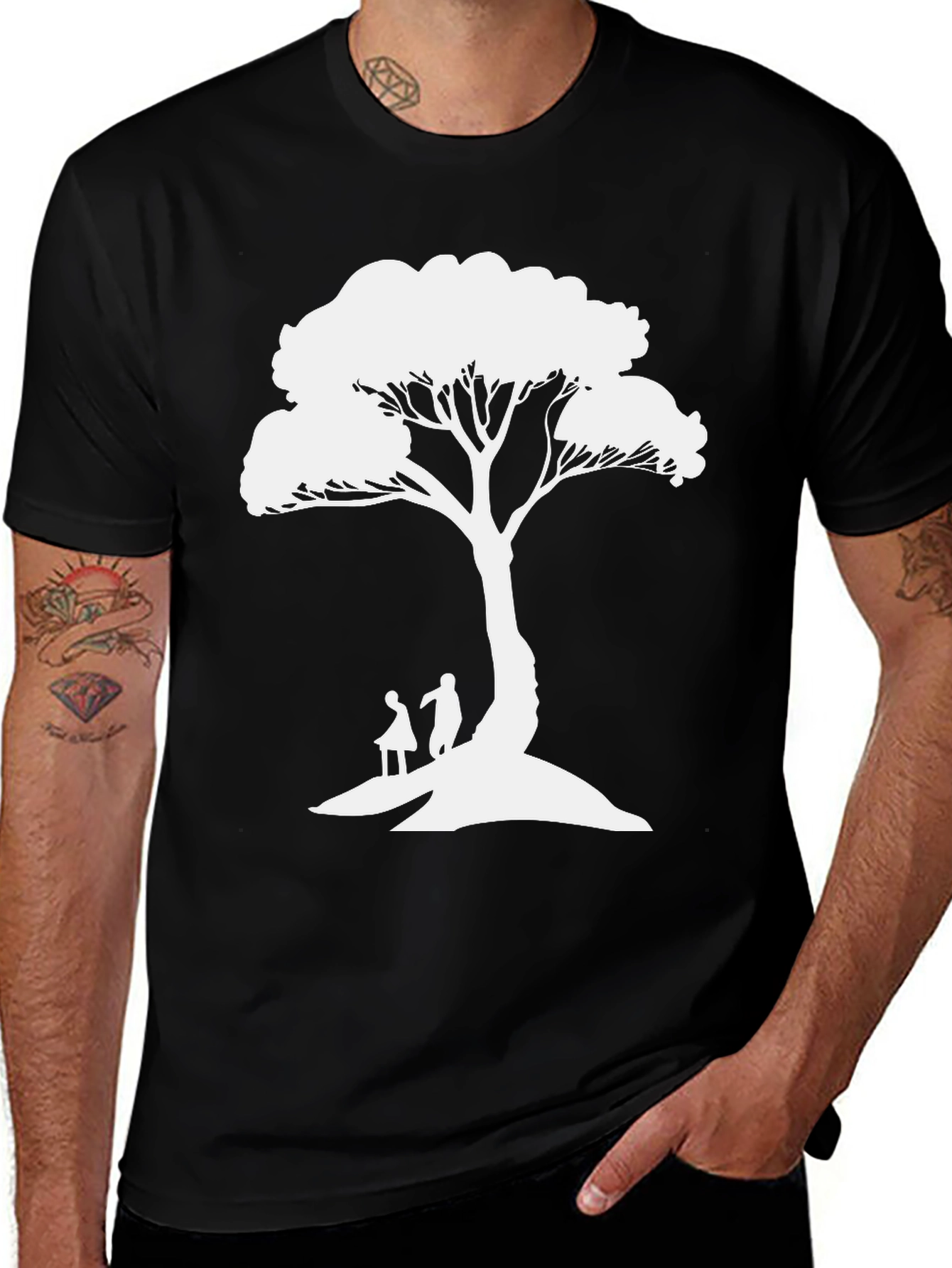 Tree Silhouette Graphic Tee - Unisex Black T-Shirt