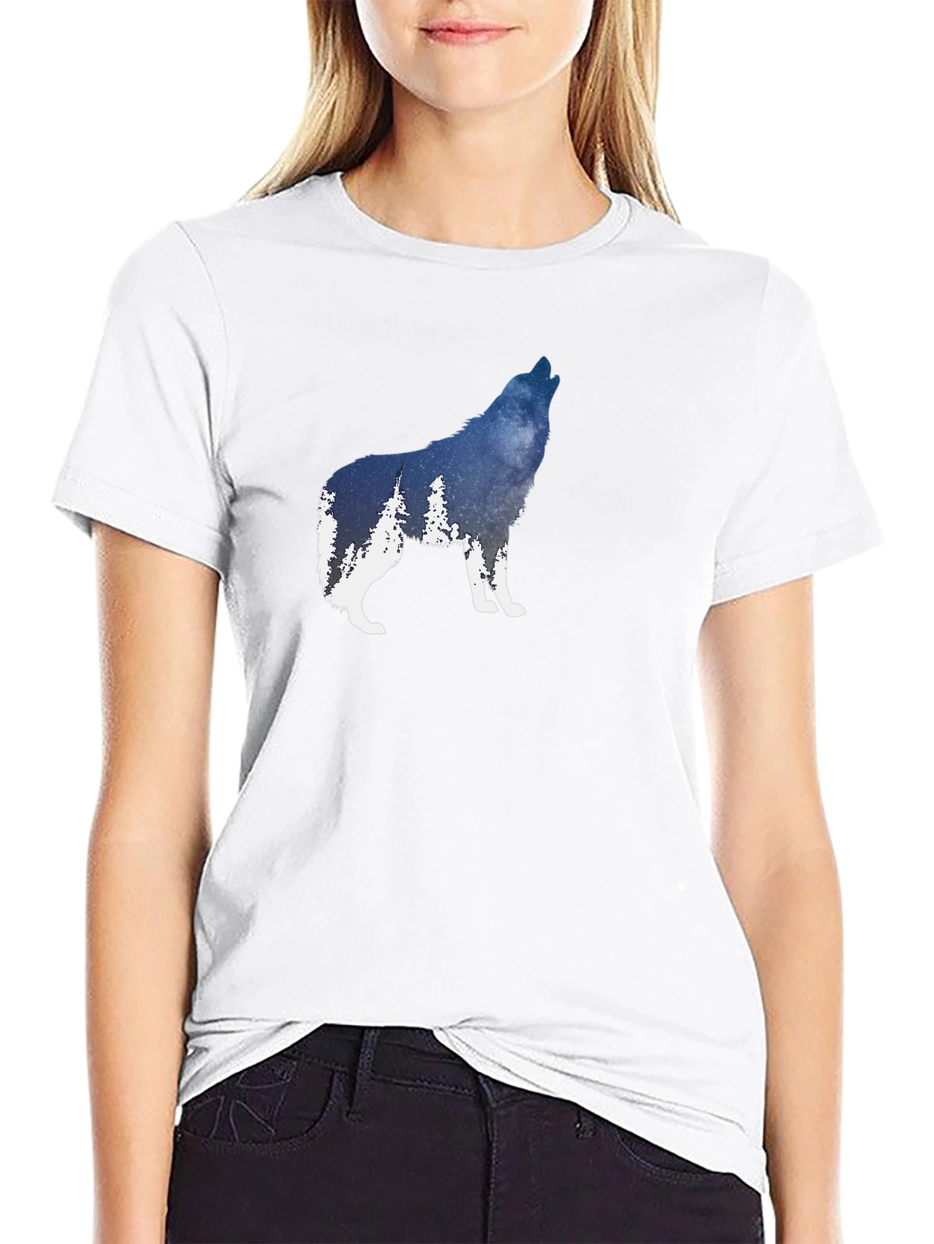Wolf Silhouette Graphic T-Shirt - Mens Black Tee