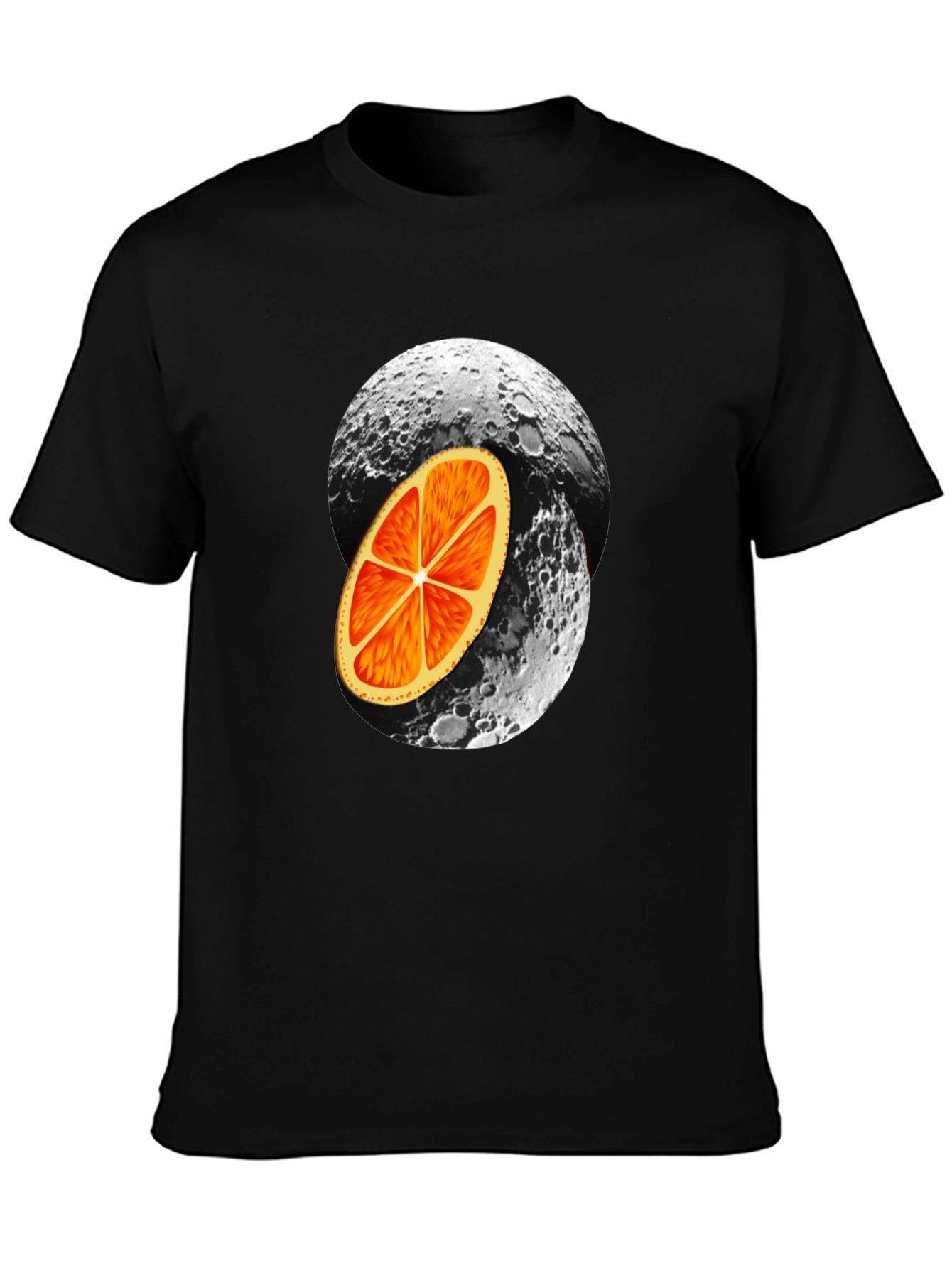 Orange Moon Graphic Black T-Shirt