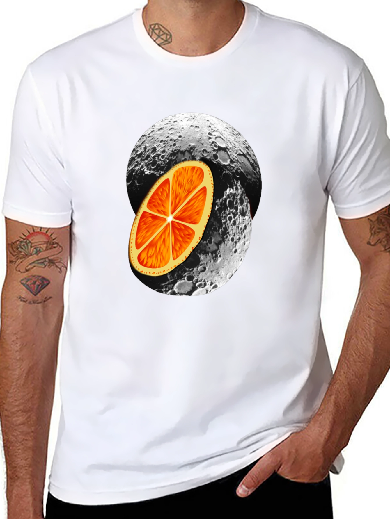 Orange Moon Graphic Black T-Shirt