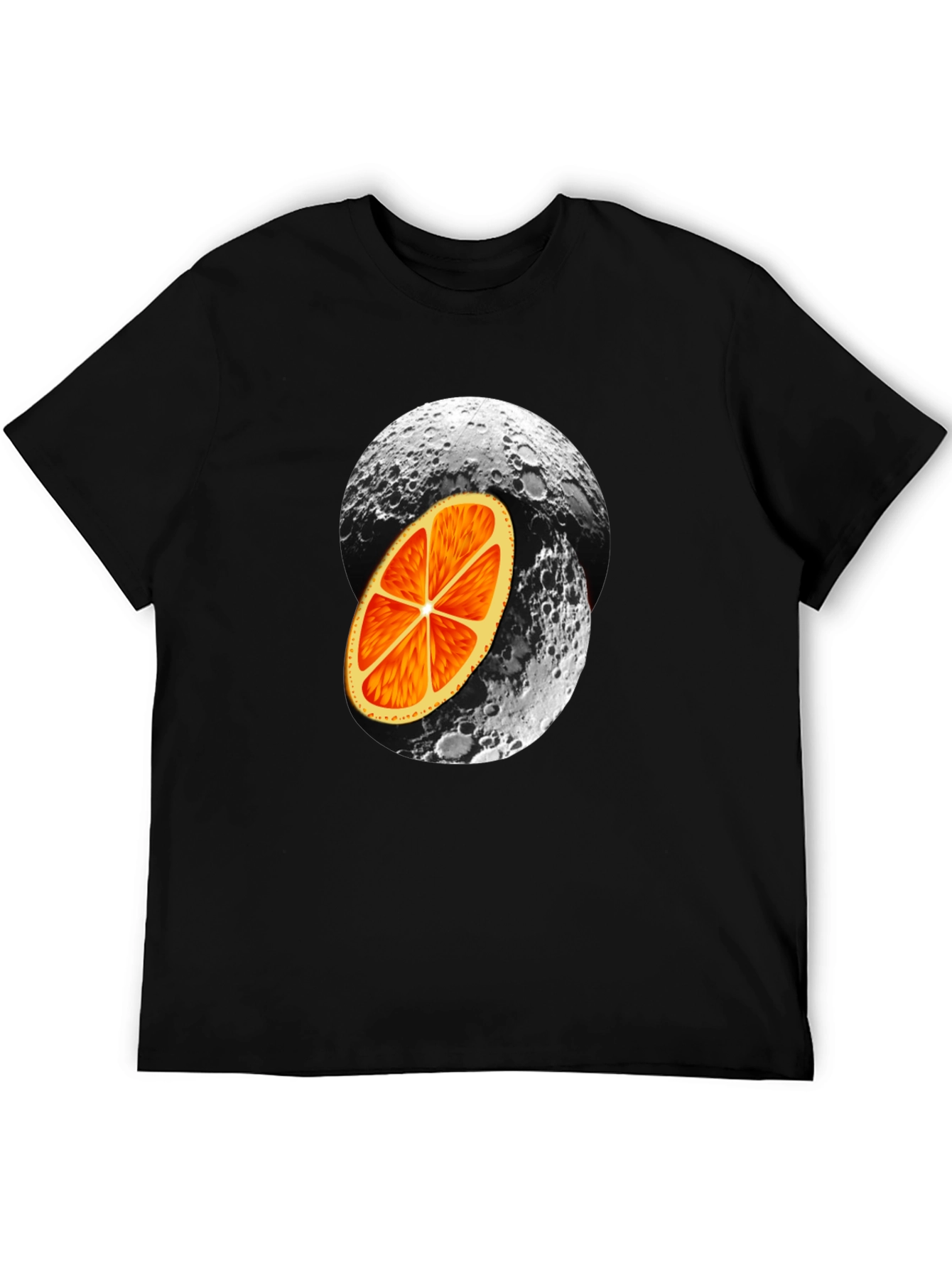 Orange Moon Graphic Black T-Shirt