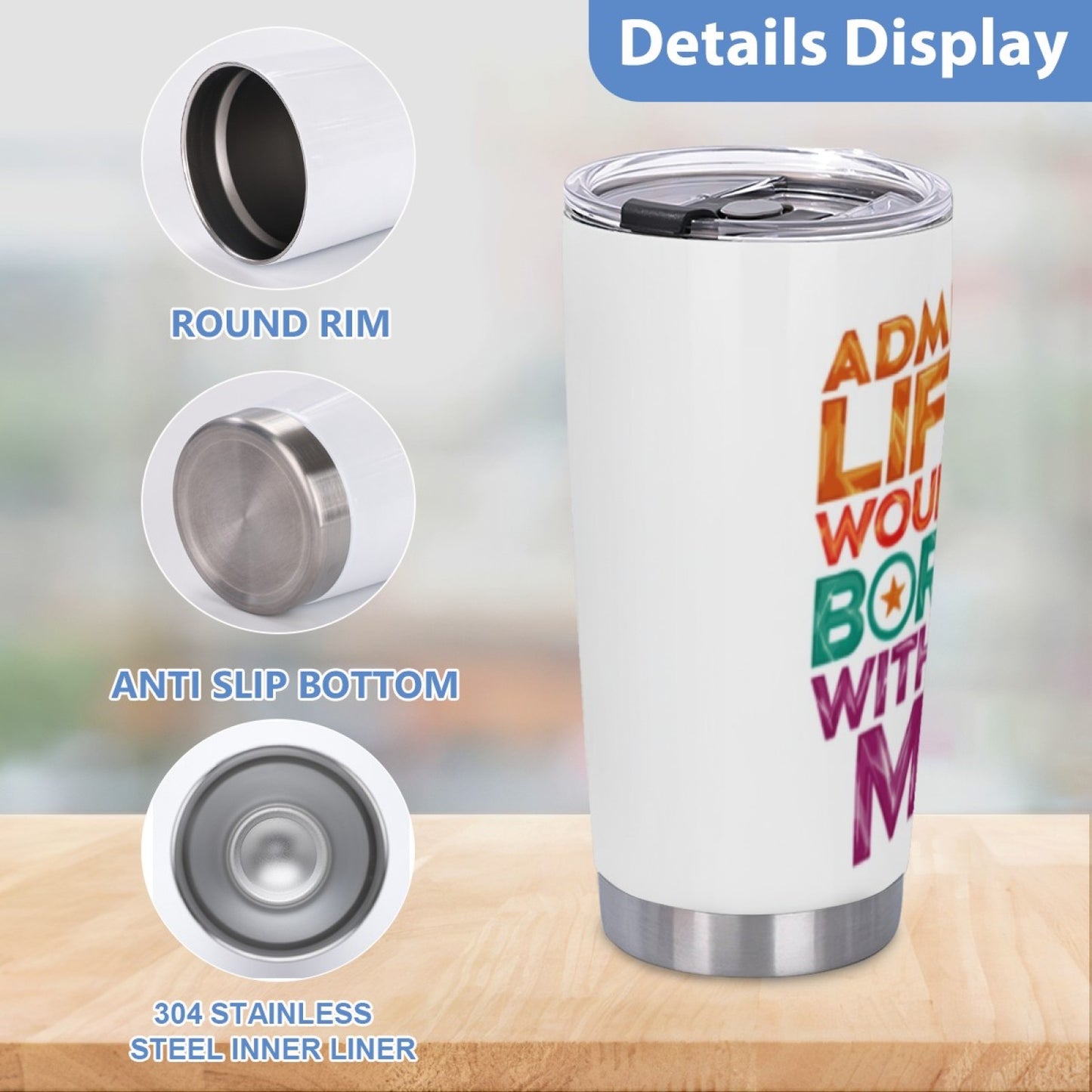 Durable Insulated Graphic Tumbler - Stainless Steel Reusable Drink Cup
