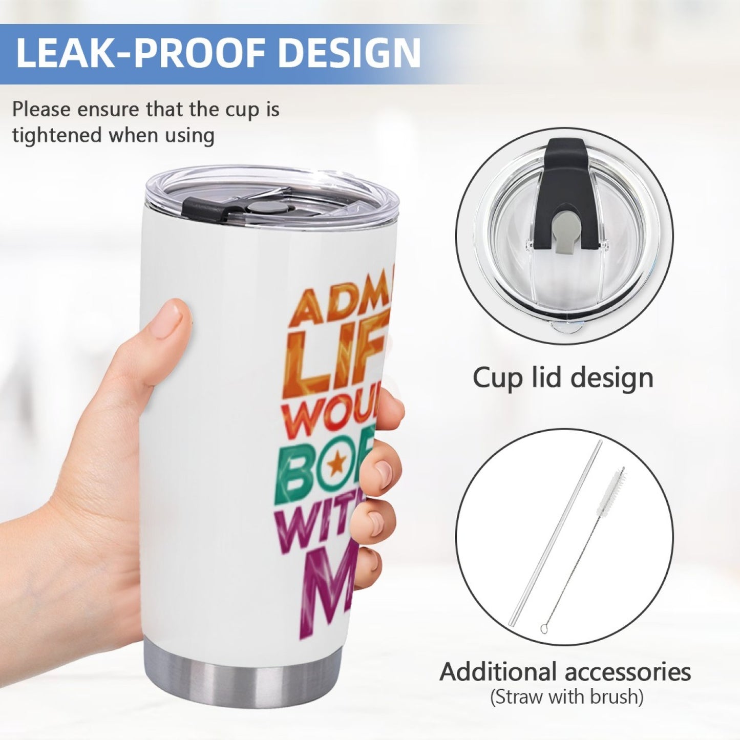 Durable Insulated Graphic Tumbler - Stainless Steel Reusable Drink Cup