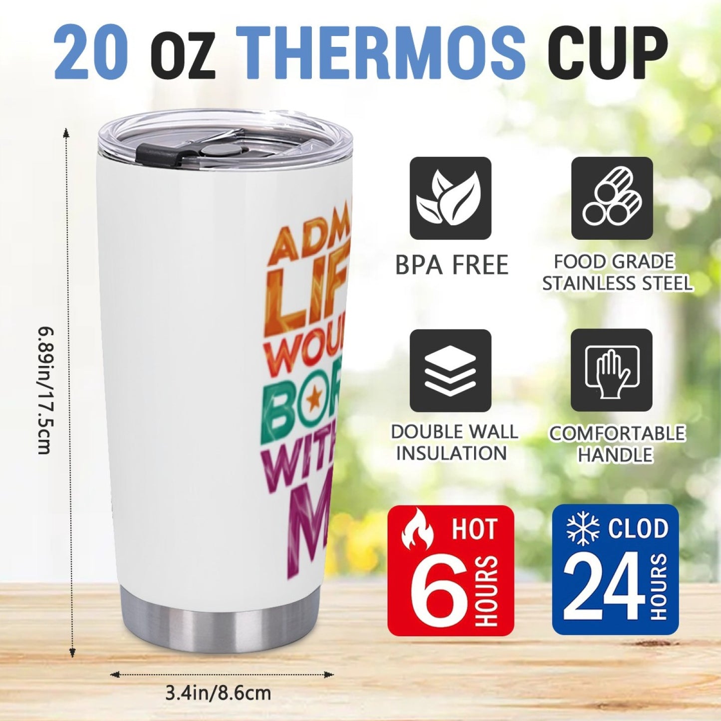Durable Insulated Graphic Tumbler - Stainless Steel Reusable Drink Cup