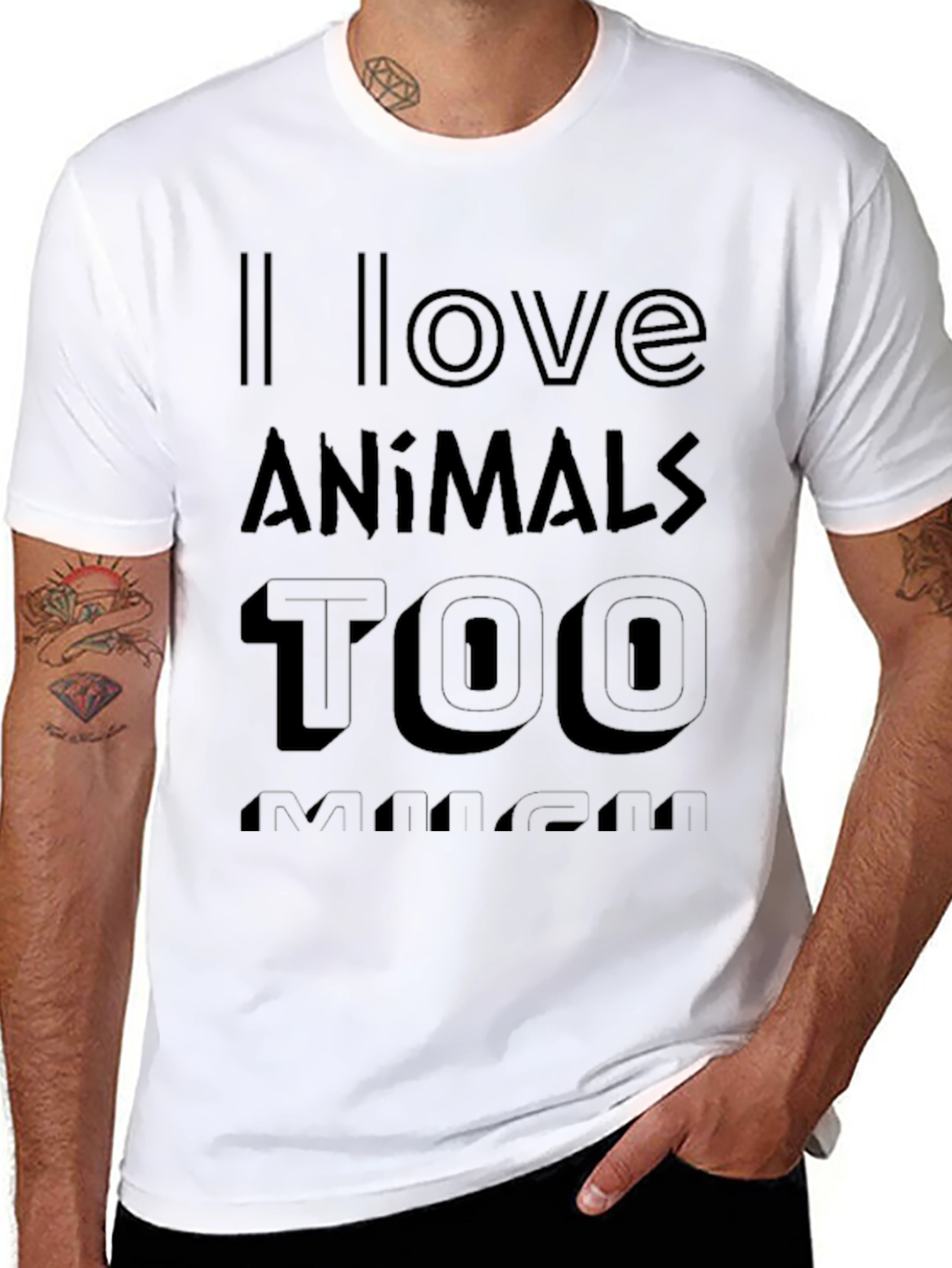 I Love Animals Too Much Graphic T-Shirt