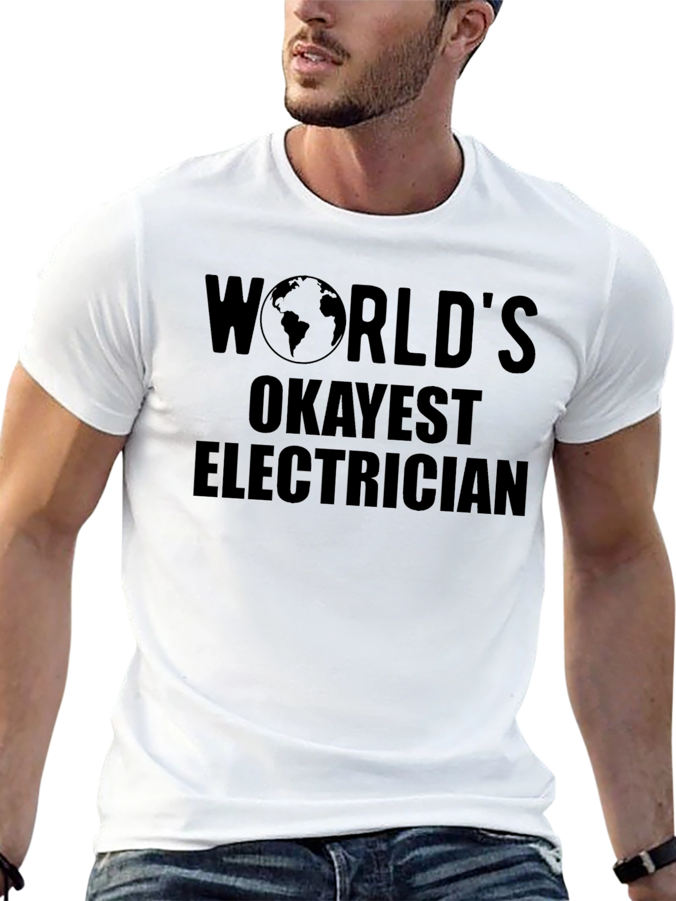 Worlds Okayest Electrician Black T-Shirt