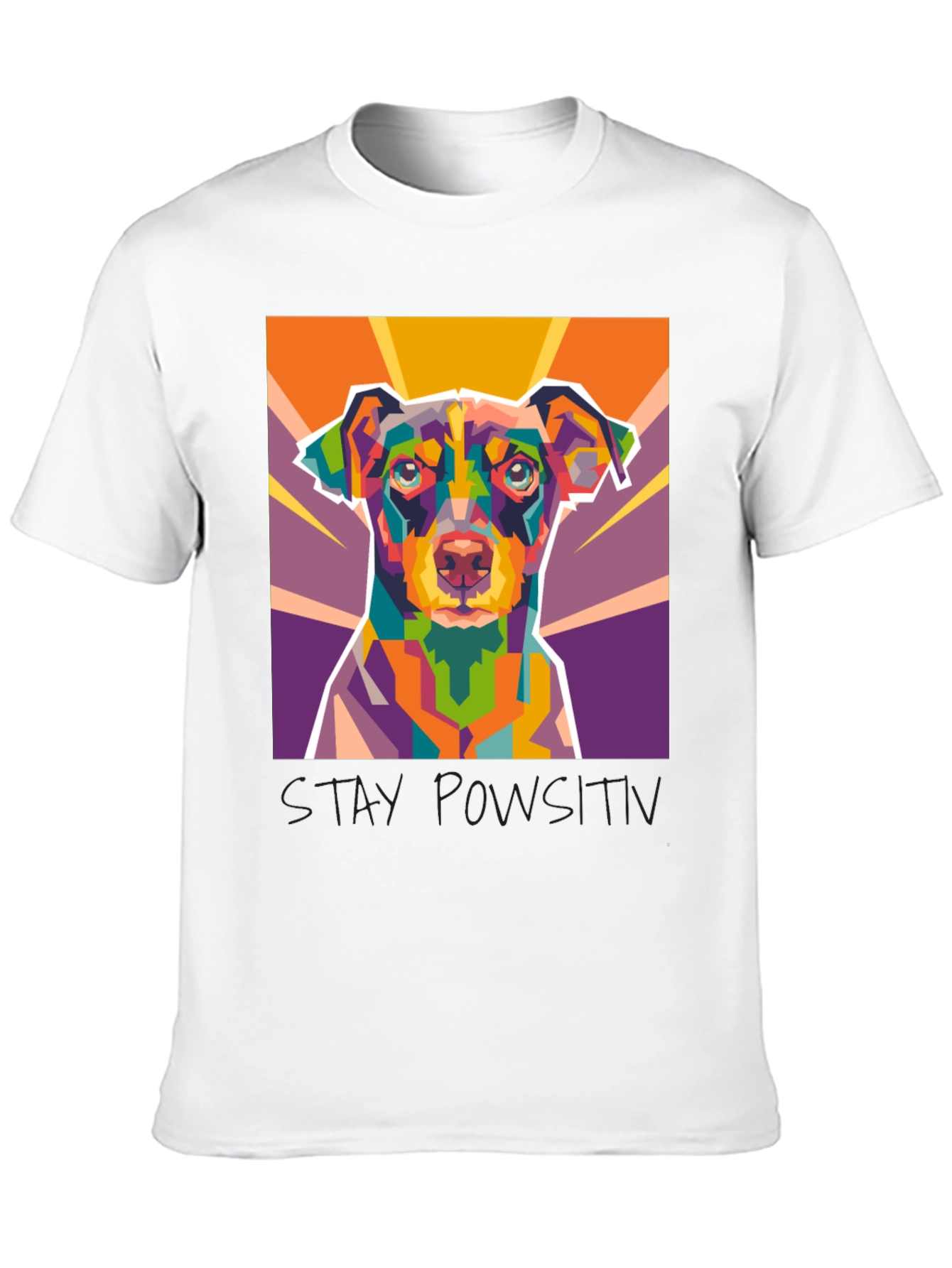 Geometric Dog Art Black Graphic Tee