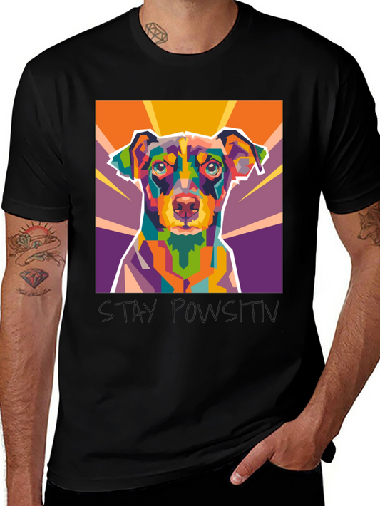 Geometric Dog Art Black Graphic Tee