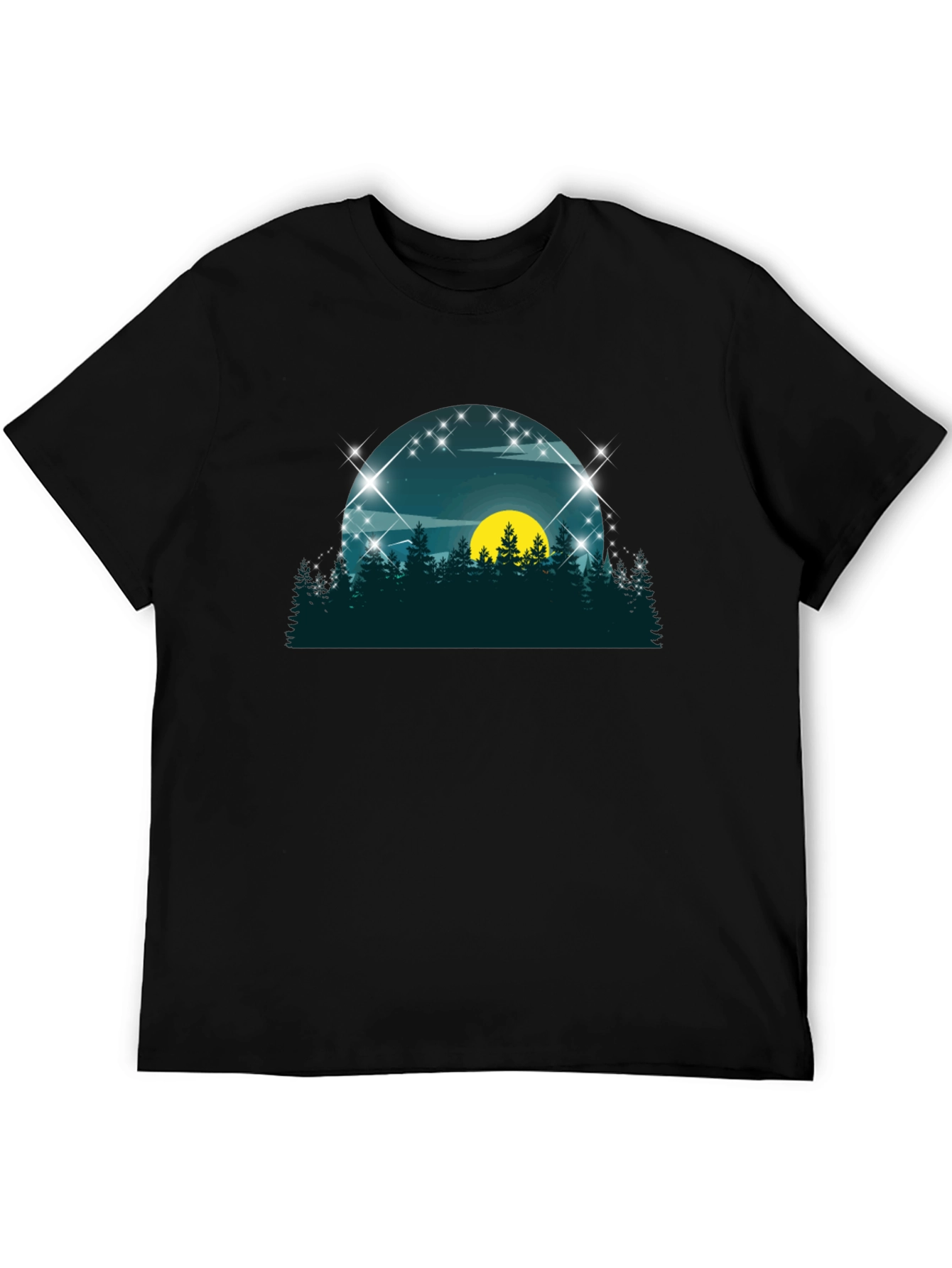 Nature Scene Graphic Tee - Black Cotton Blend