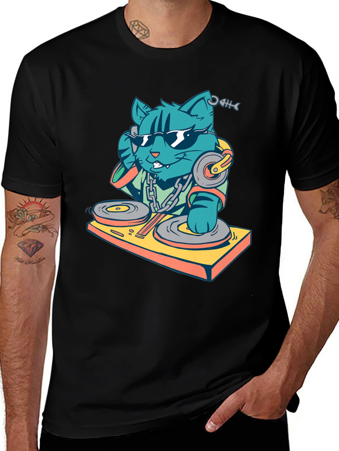 DJ Cat T-Shirt - Cool & Funky Design