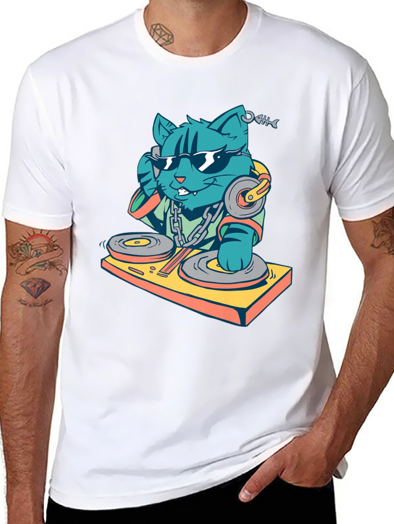 DJ Cat T-Shirt - Cool & Funky Design