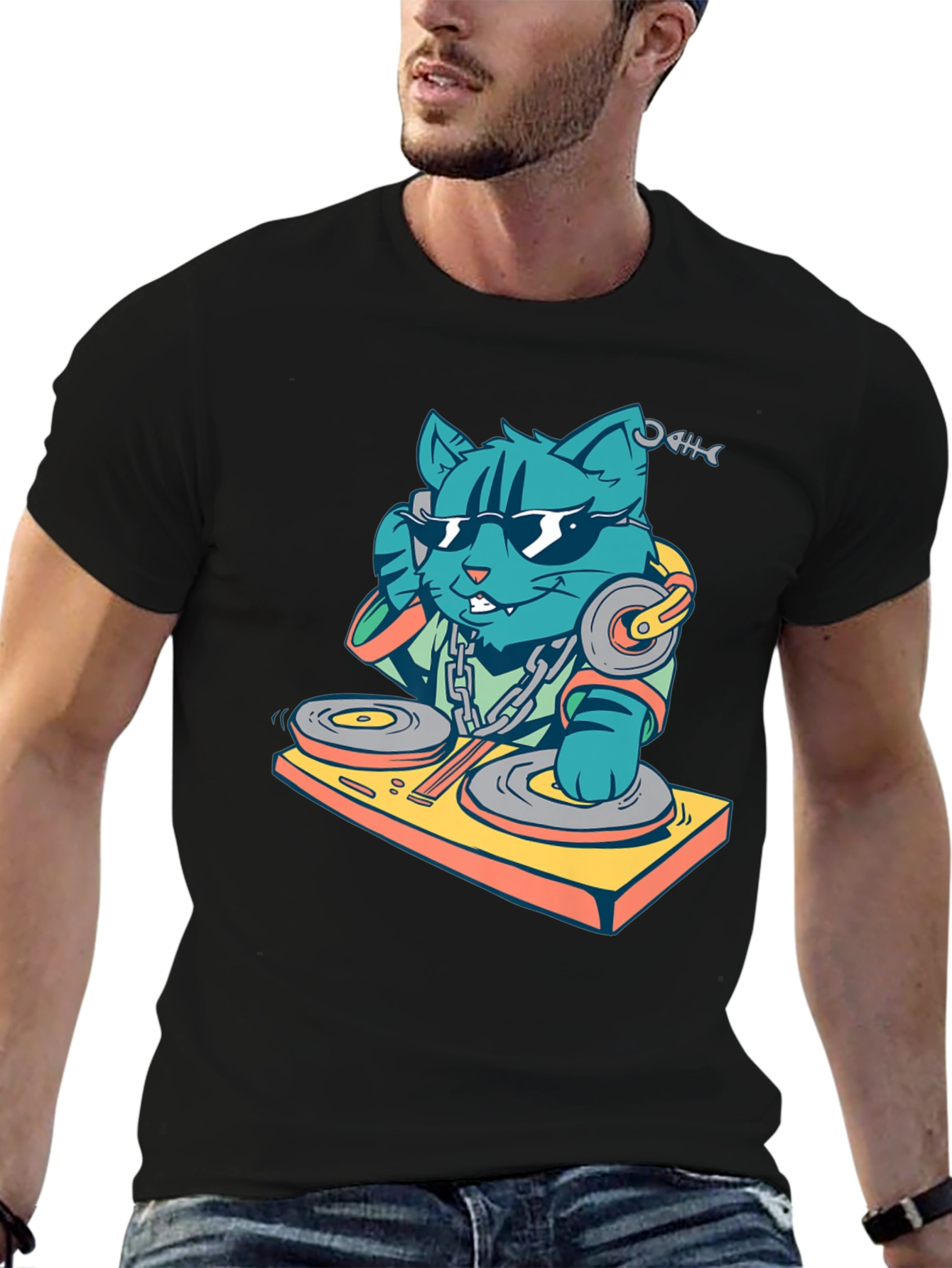 DJ Cat T-Shirt - Cool & Funky Design