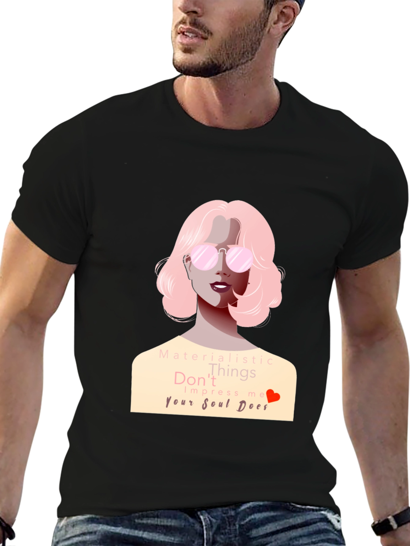 Stylish Black T-Shirt with Soul Design