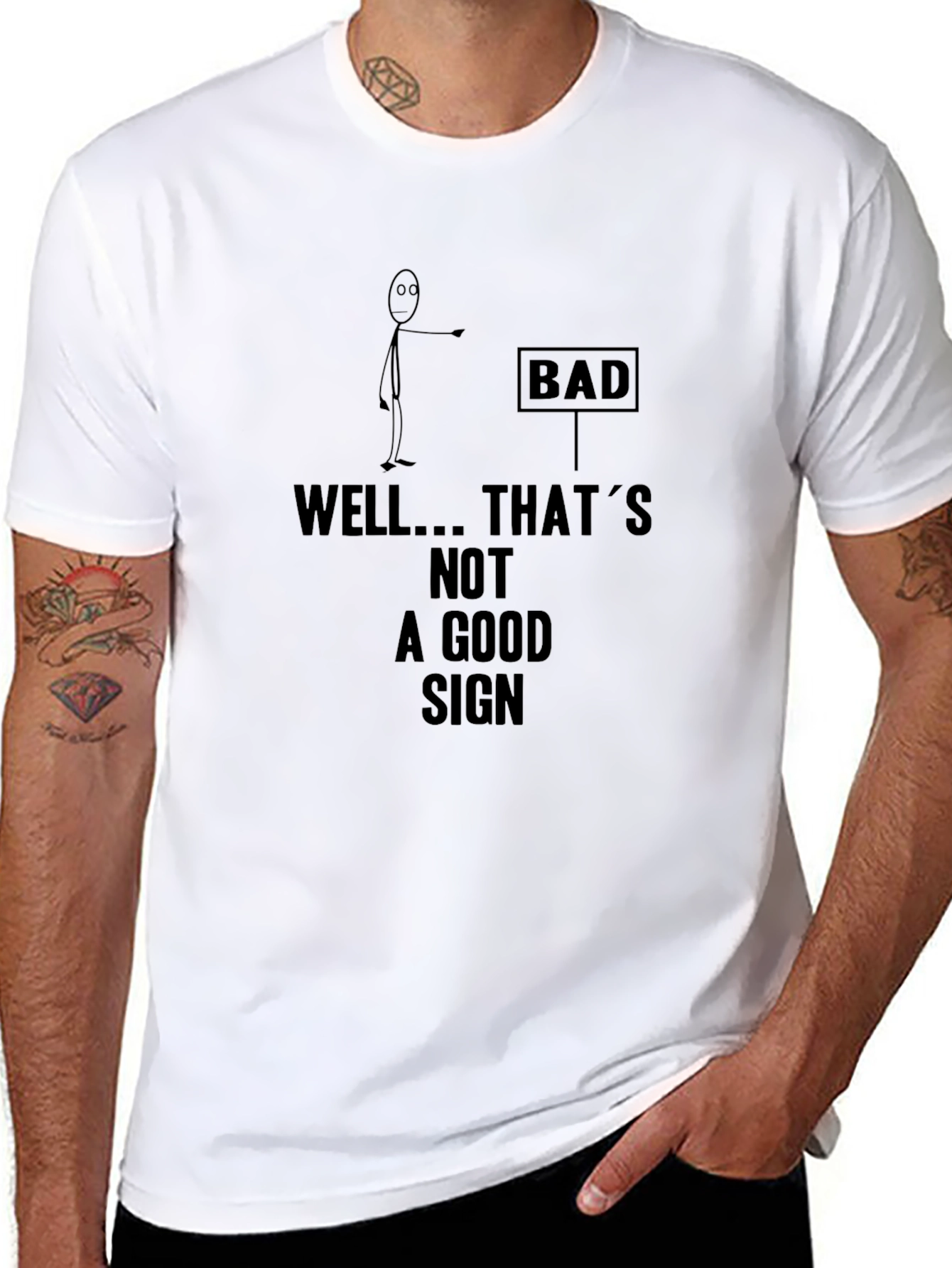 Humorous Bad Sign Graphic Print T-Shirt