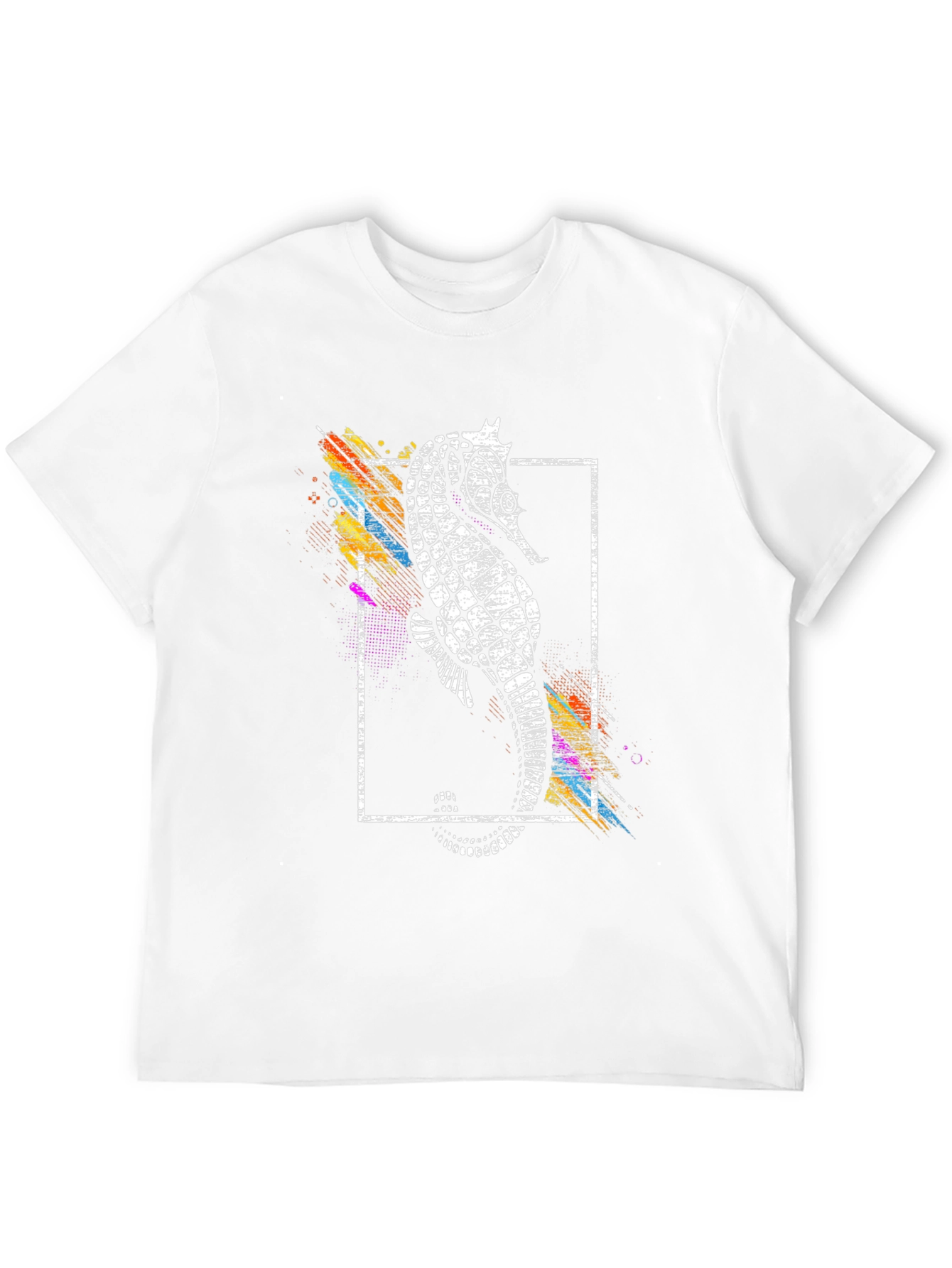 Stylish Seahorse Graphic Print Black T-Shirt
