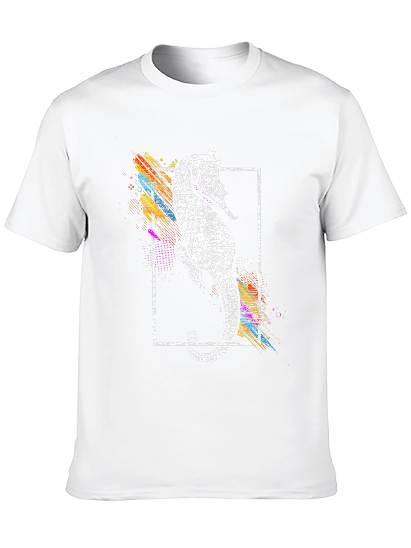 Stylish Seahorse Graphic Print Black T-Shirt