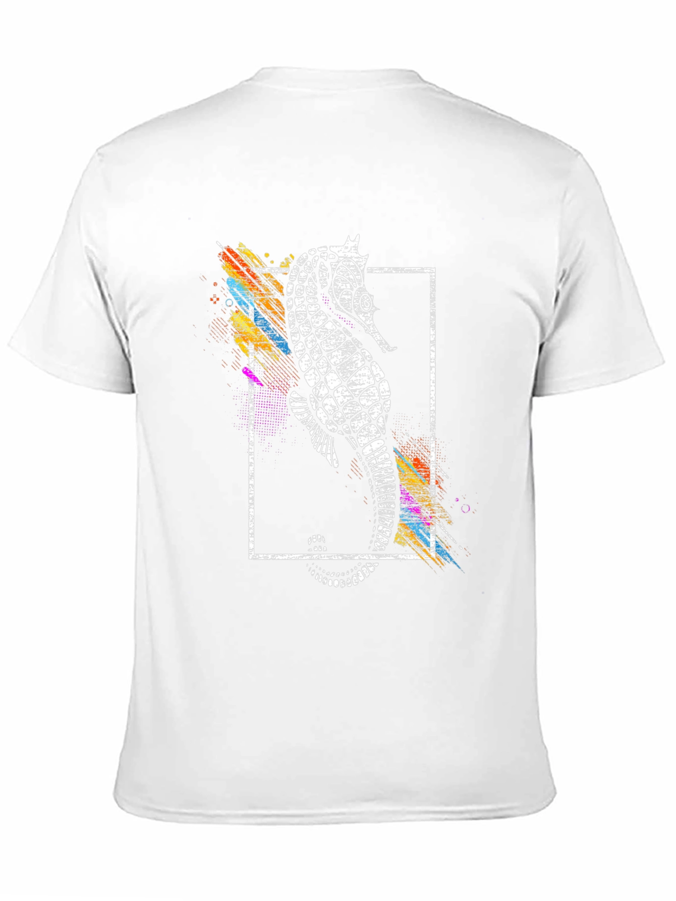 Stylish Seahorse Graphic Print Black T-Shirt