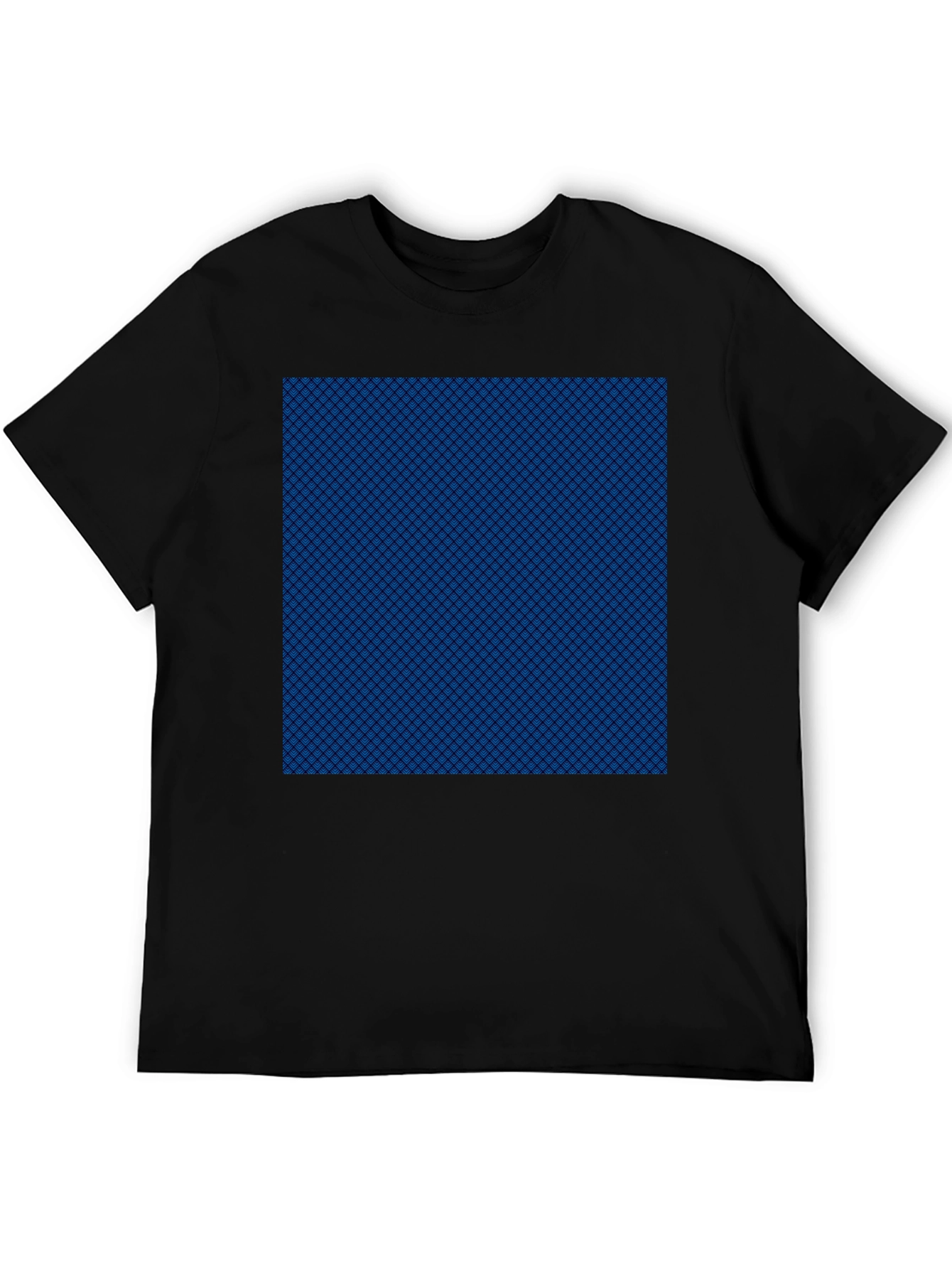 Blue Pattern Tee - Mens Black Cotton Casual Shirt