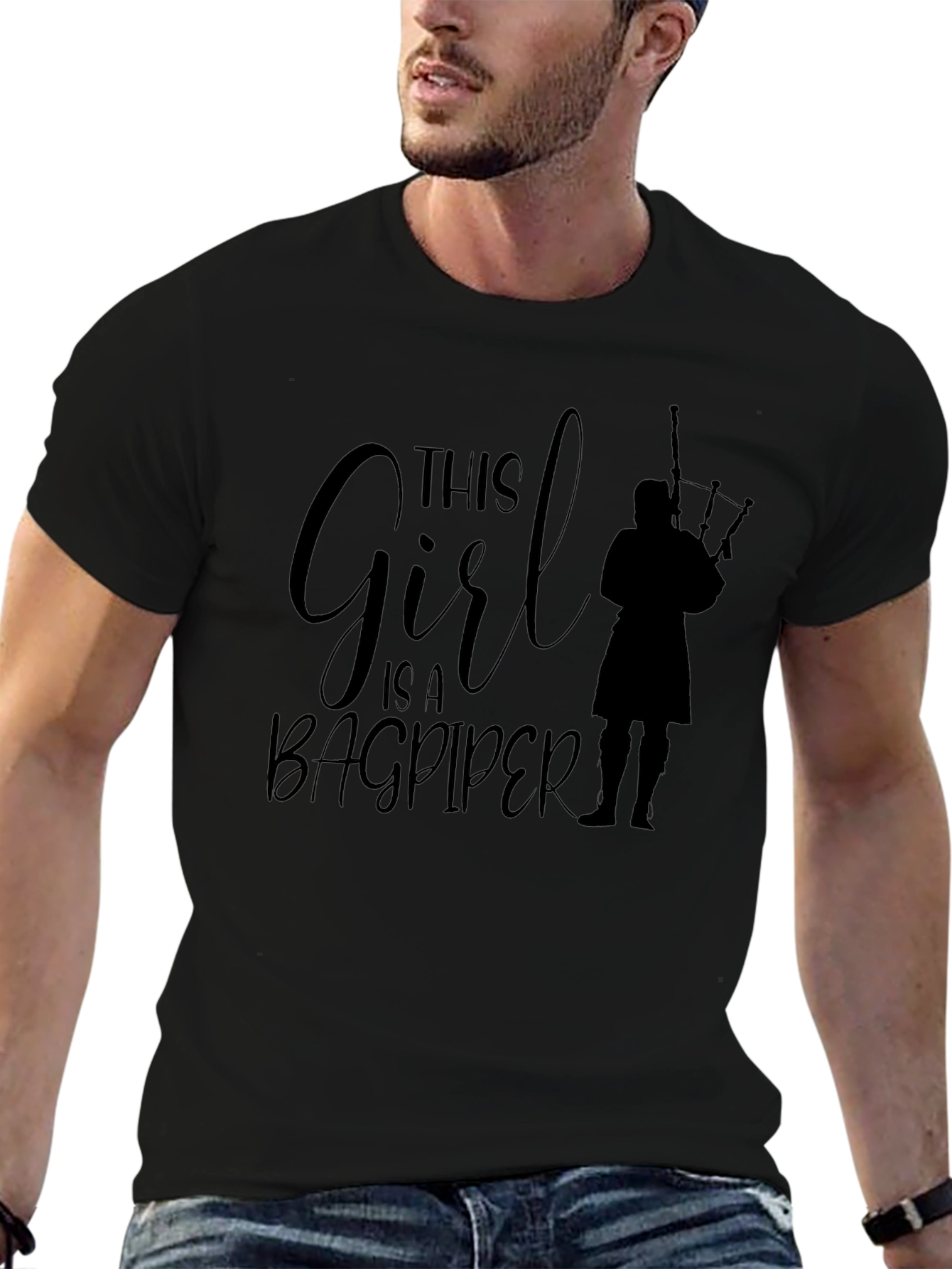 This Girl is a Bagpiper Black T-Shirt