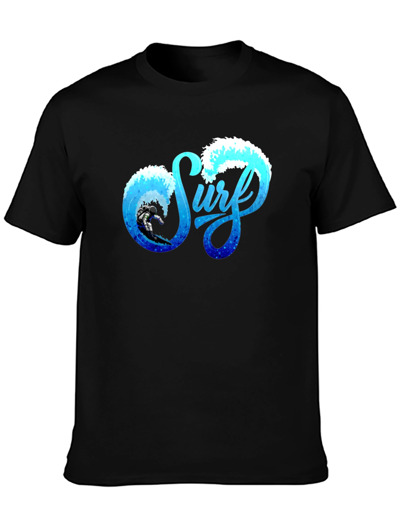 Surf Graphic Tee - Black Cotton Surfing T-Shirt