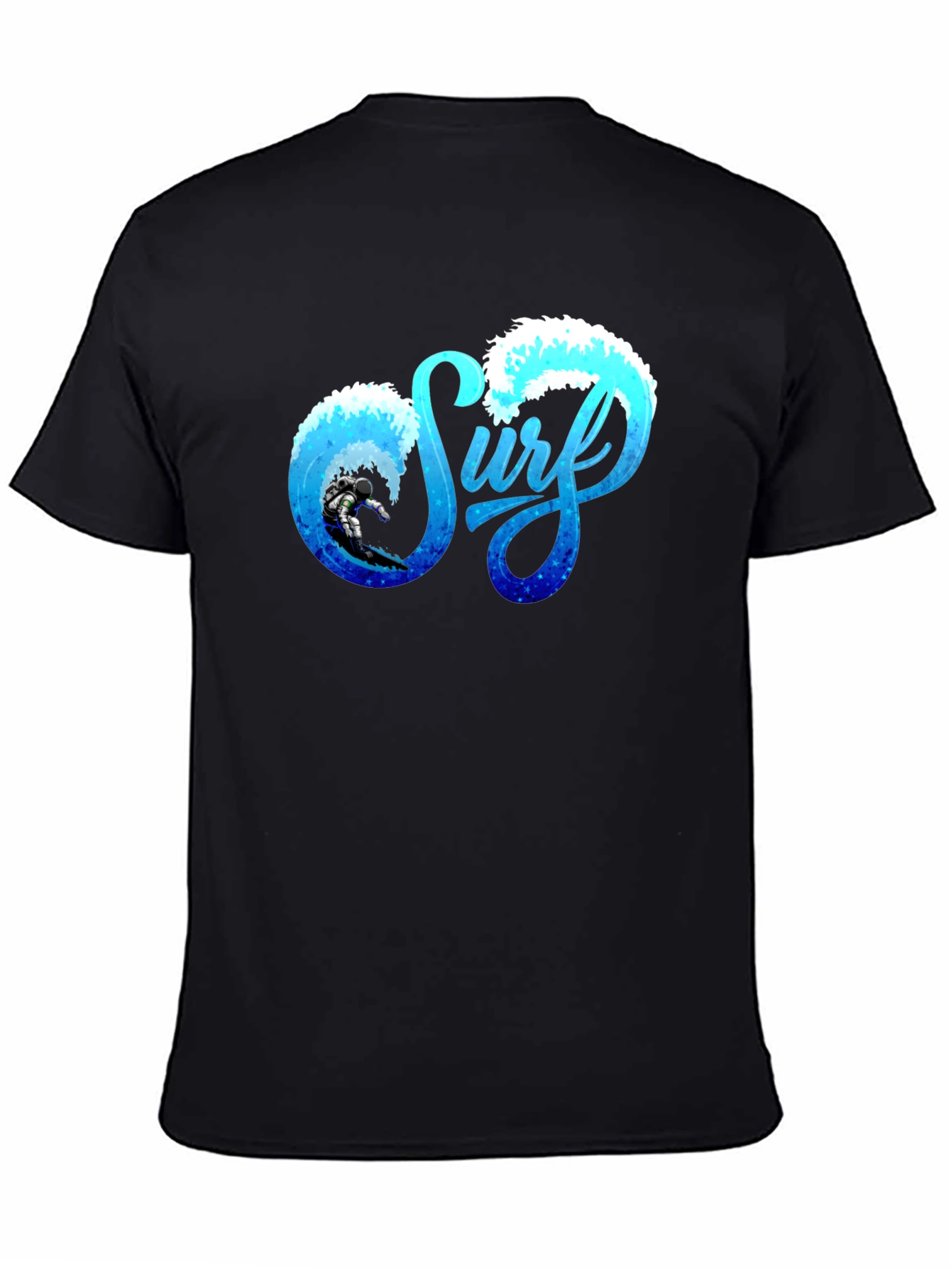 Surf Graphic Tee - Black Cotton Surfing T-Shirt