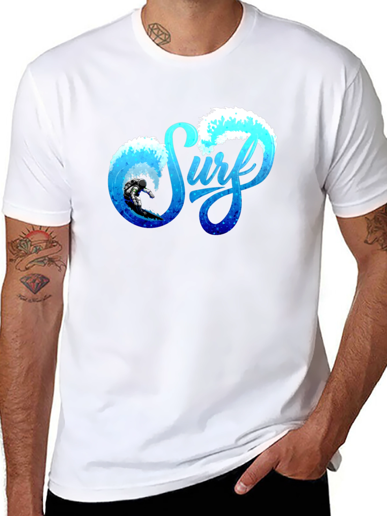 Surf Graphic Tee - Black Cotton Surfing T-Shirt