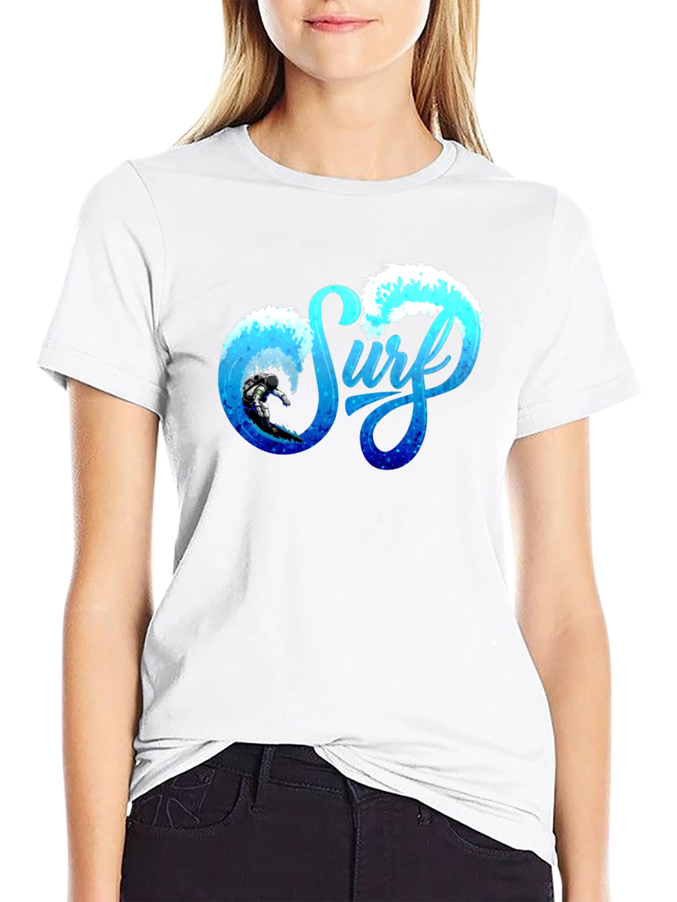 Surf Graphic Tee - Black Cotton Surfing T-Shirt
