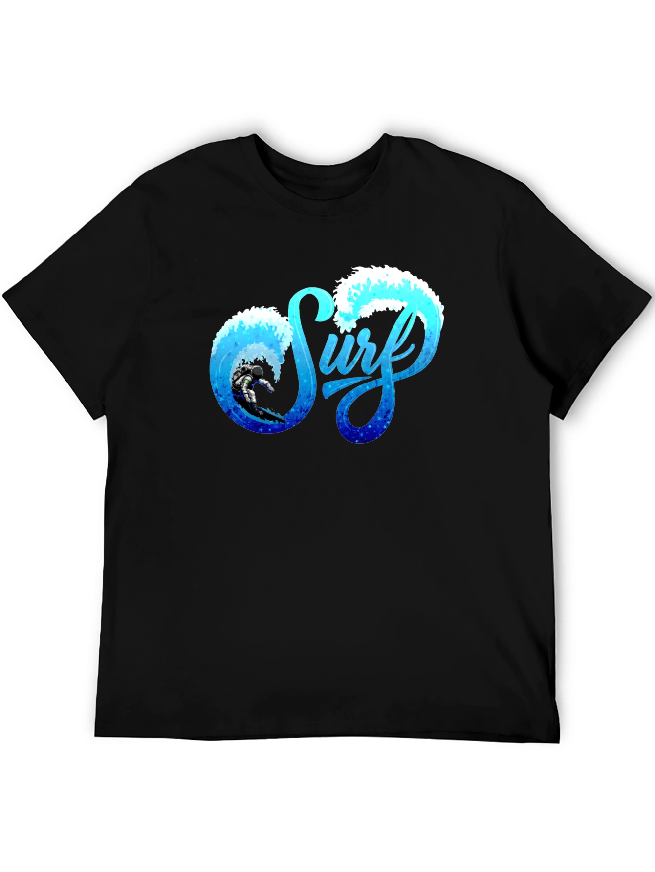 Surf Graphic Tee - Black Cotton Surfing T-Shirt