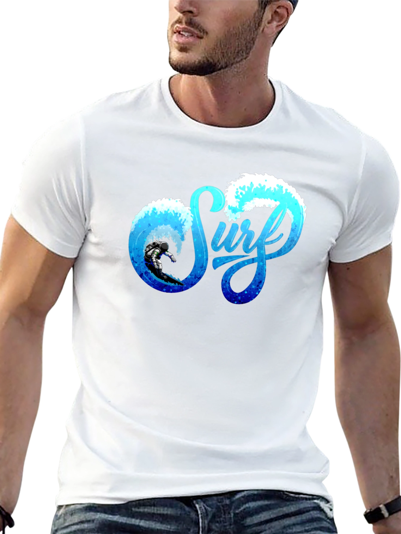 Surf Graphic Tee - Black Cotton Surfing T-Shirt