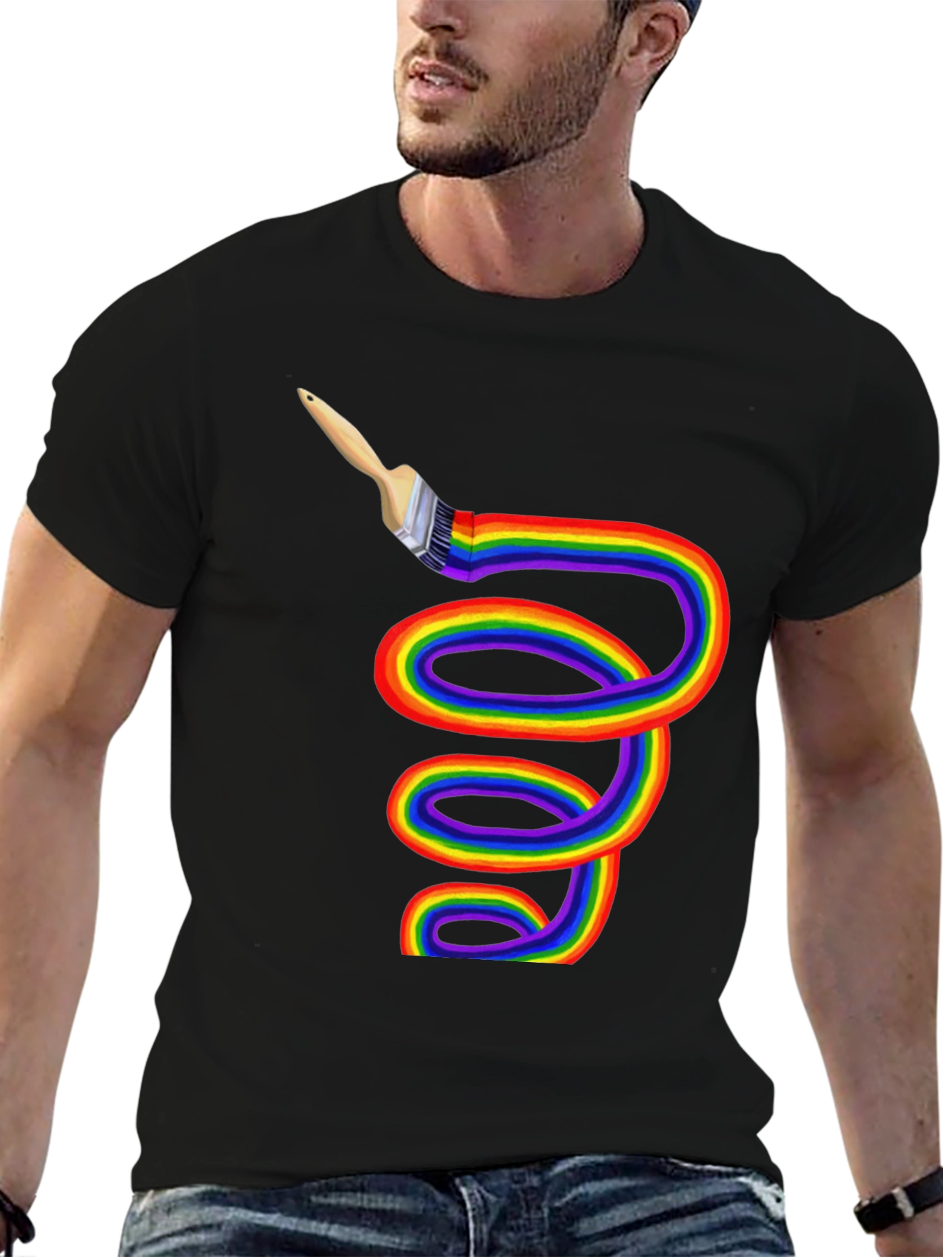 Rainbow Paintbrush Tee - Artistic Expression