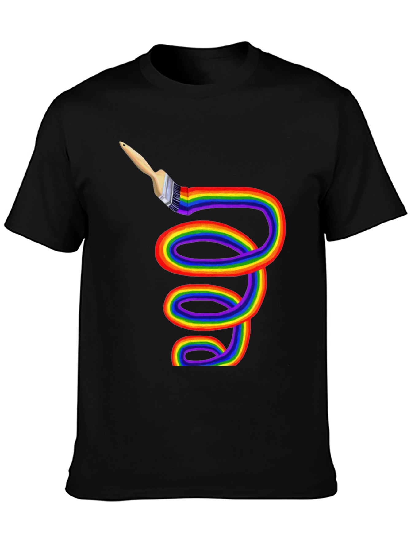 Rainbow Paintbrush Tee - Artistic Expression