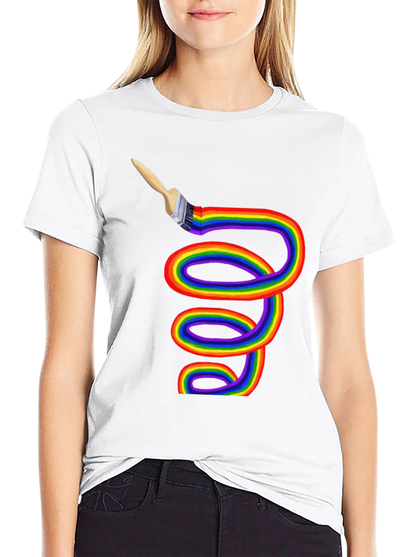Rainbow Paintbrush Tee - Artistic Expression