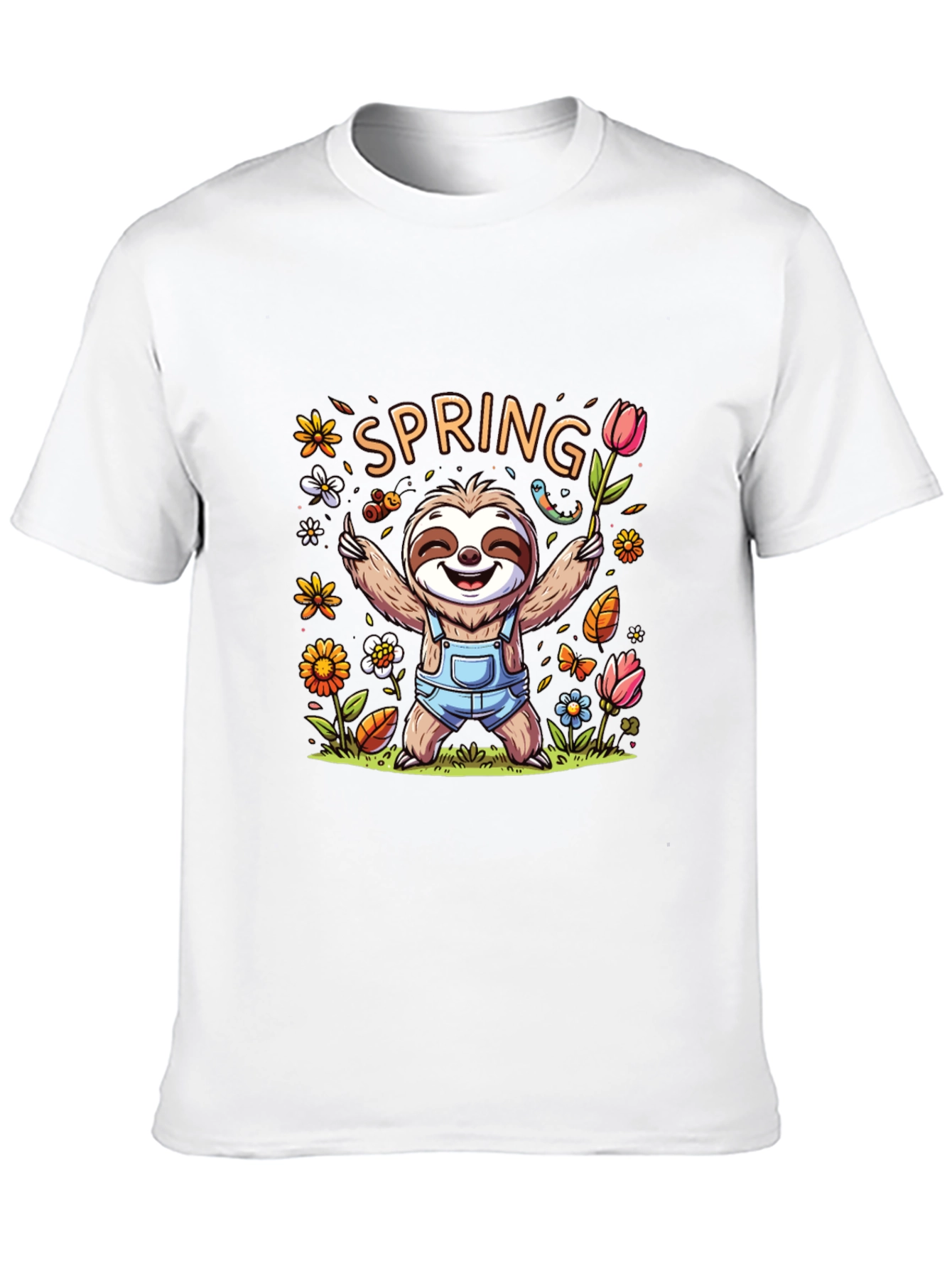 Spring Sloth Graphic Tee - Unisex Black T-Shirt