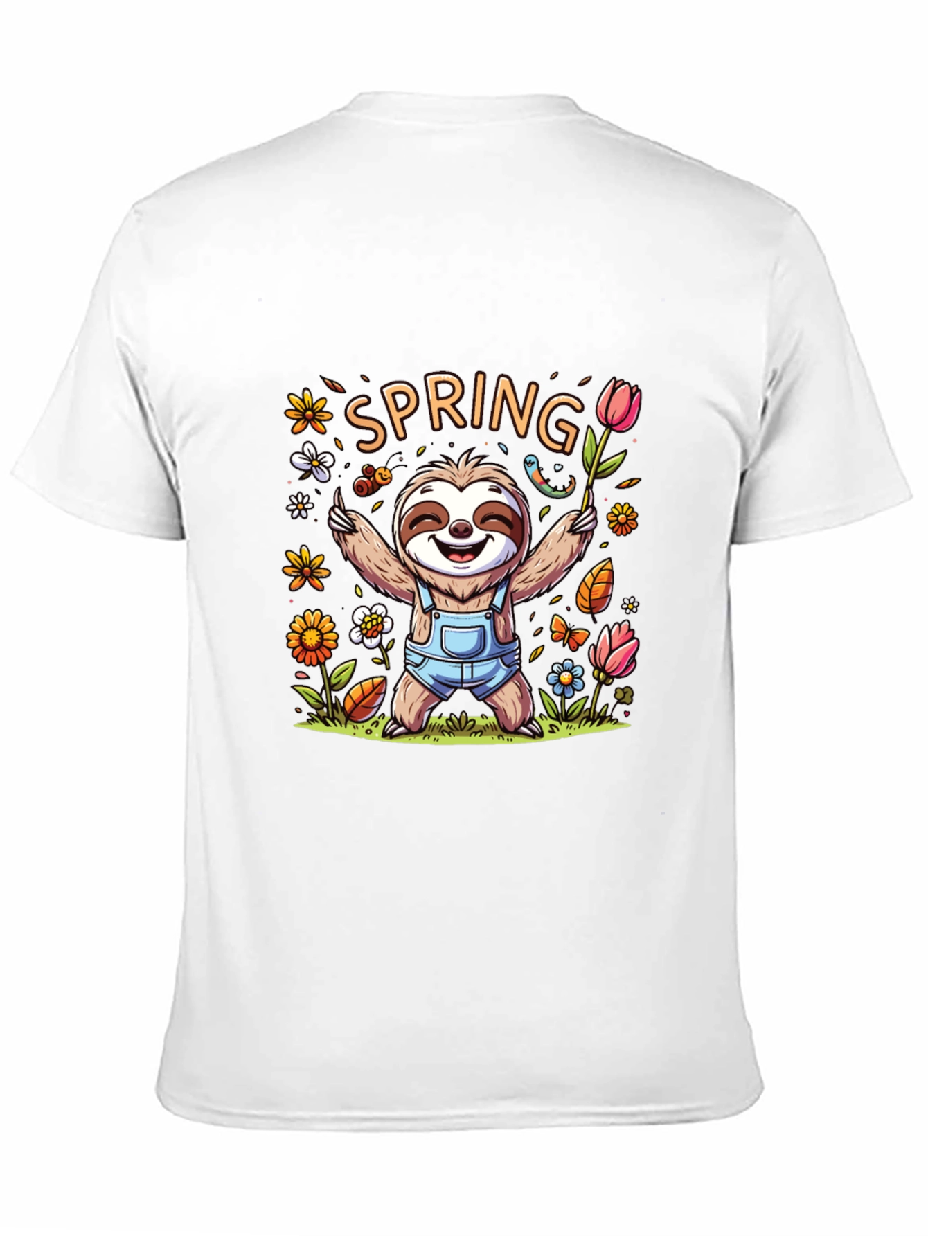 Spring Sloth Graphic Tee - Unisex Black T-Shirt