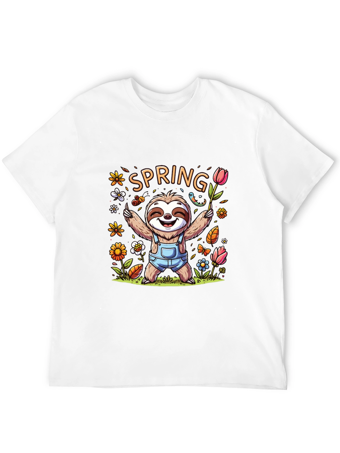 Spring Sloth Graphic Tee - Unisex Black T-Shirt