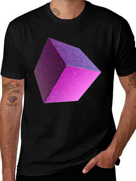 Abstract Purple Cube Graphic Tee