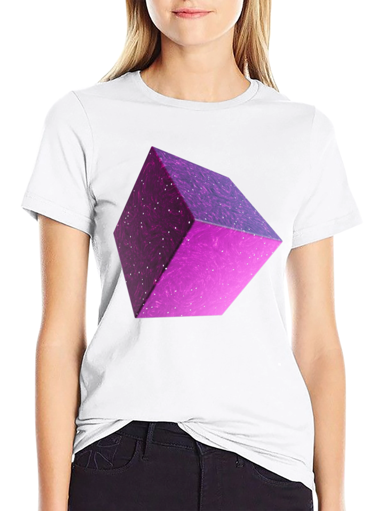 Abstract Purple Cube Graphic Tee