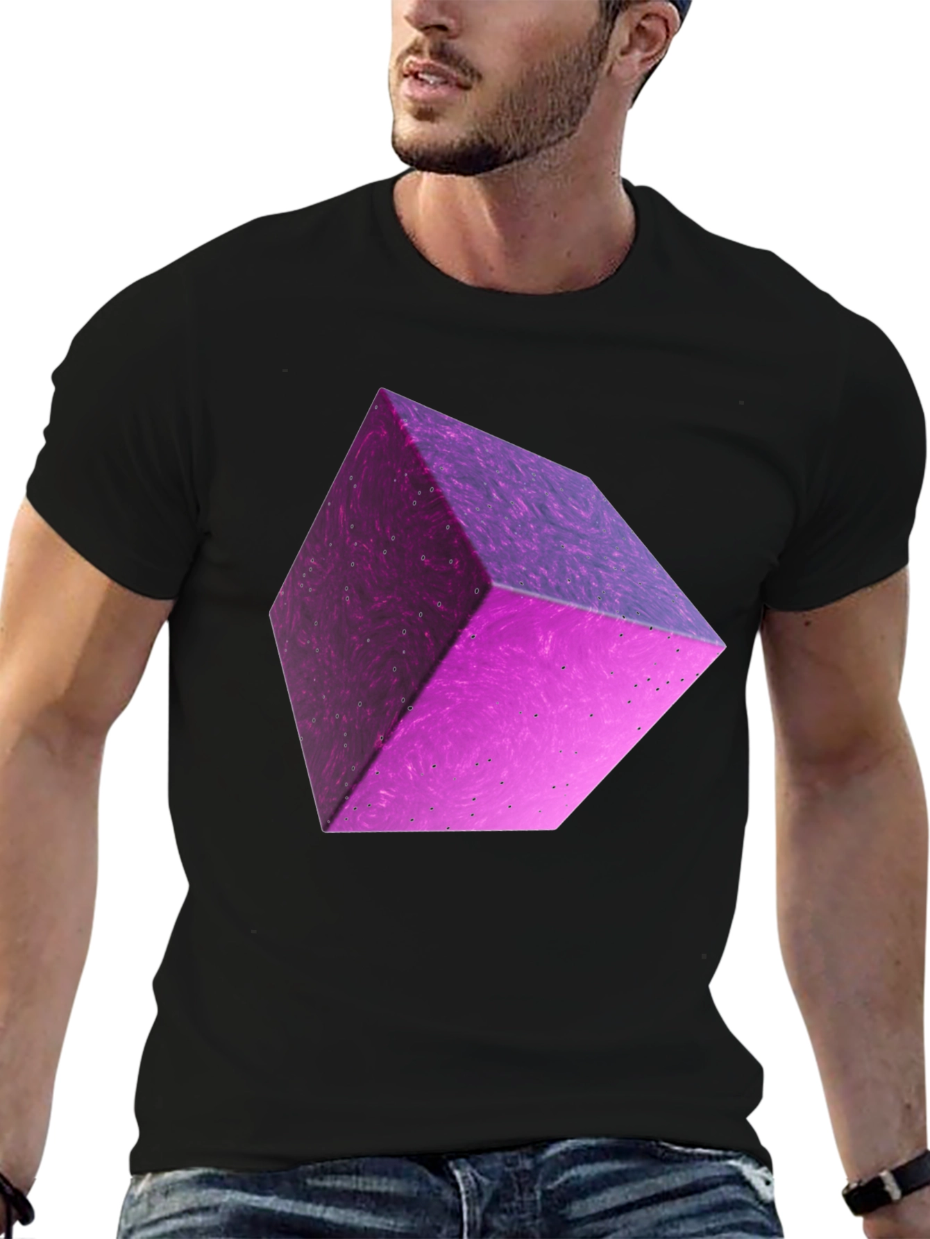 Abstract Purple Cube Graphic Tee
