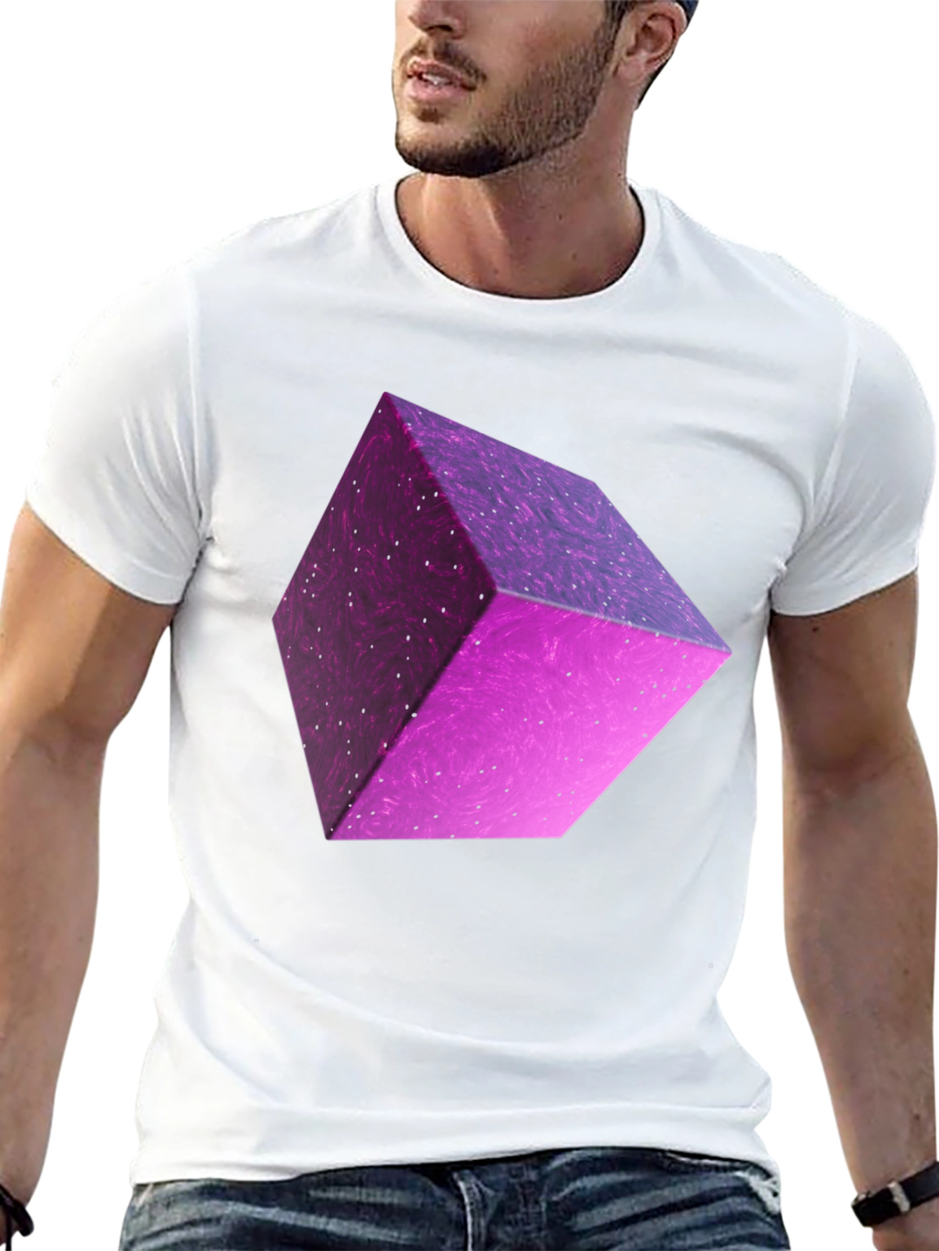 Abstract Purple Cube Graphic Tee
