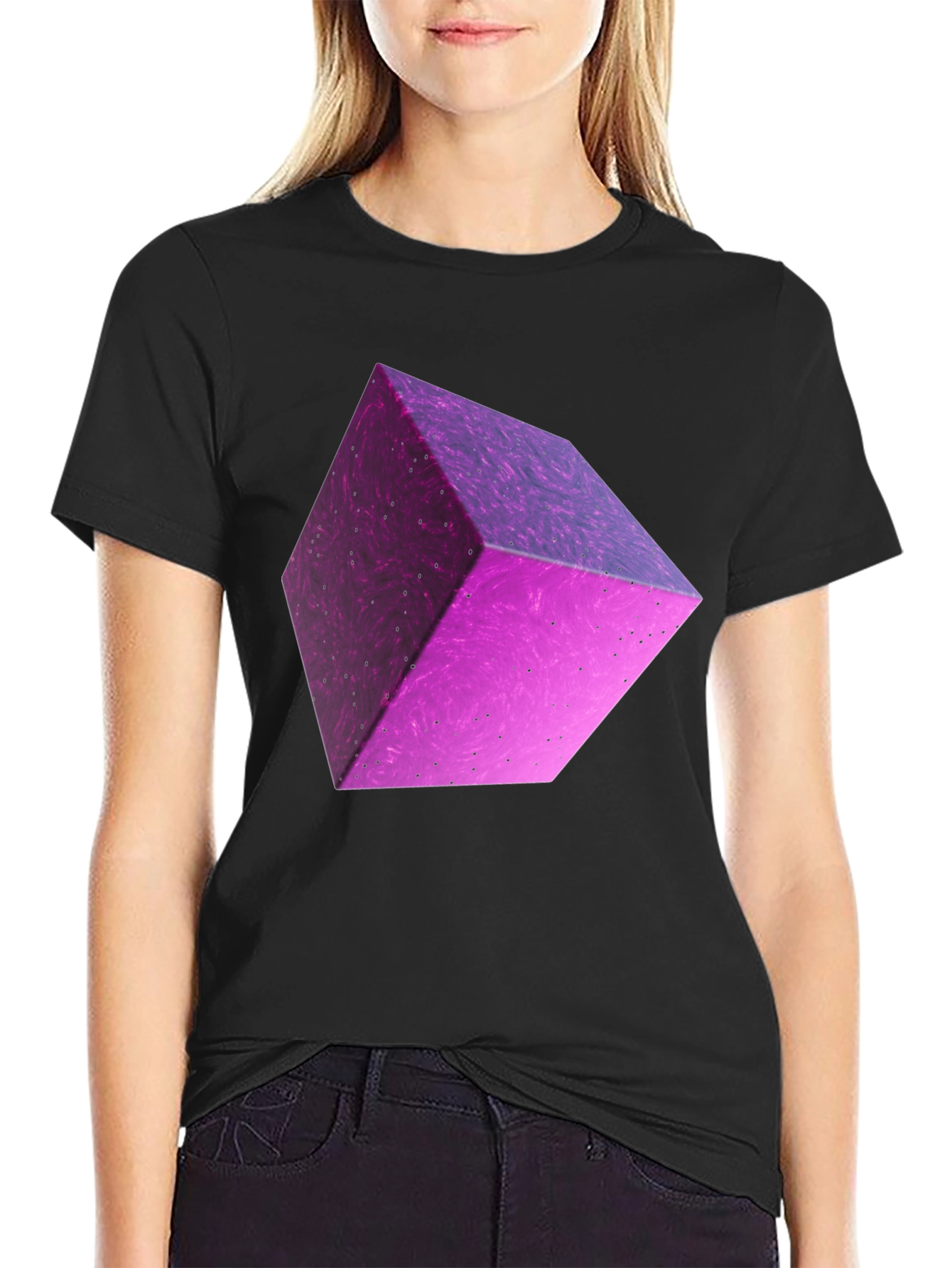 Abstract Purple Cube Graphic Tee
