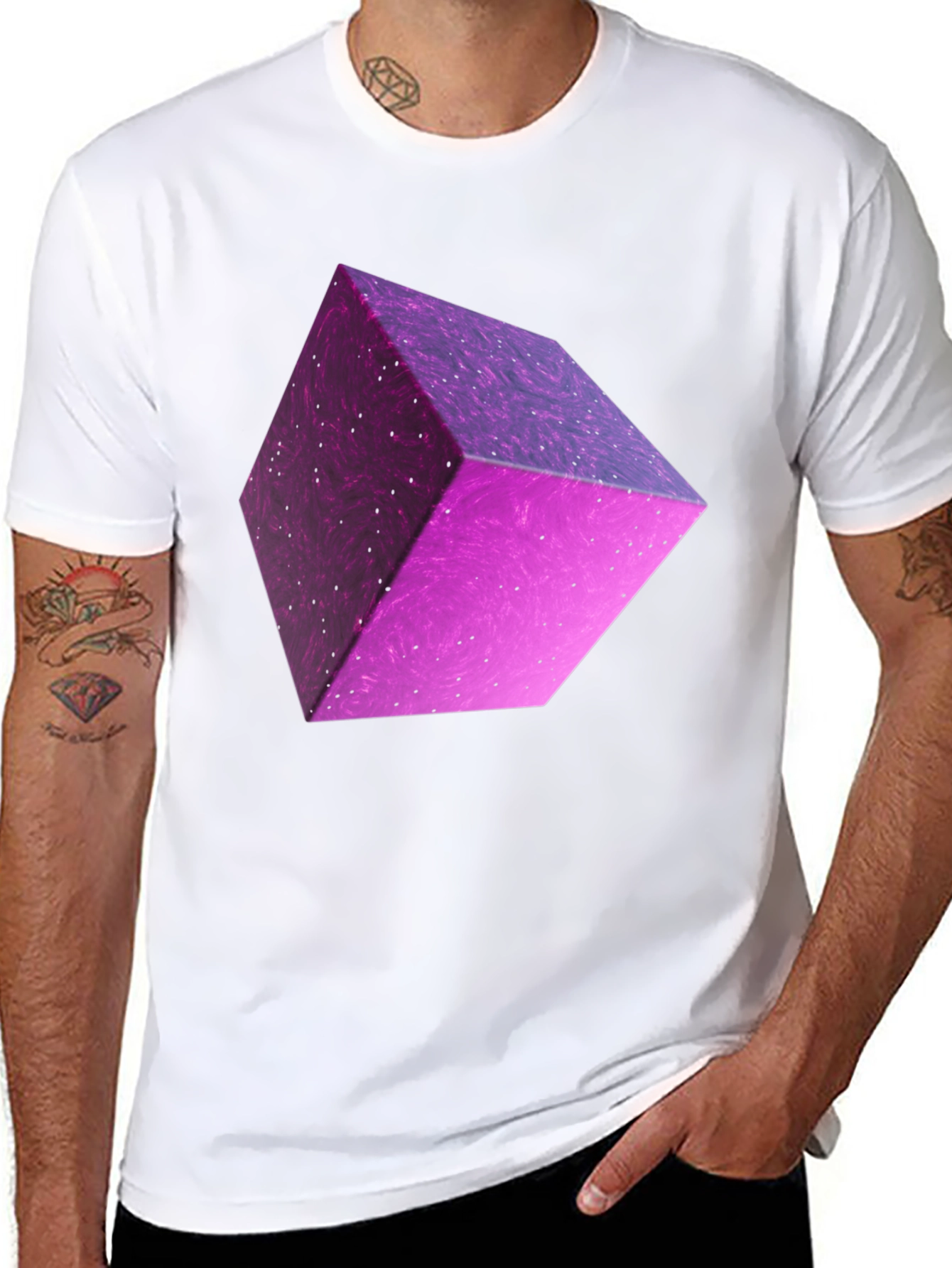 Abstract Purple Cube Graphic Tee