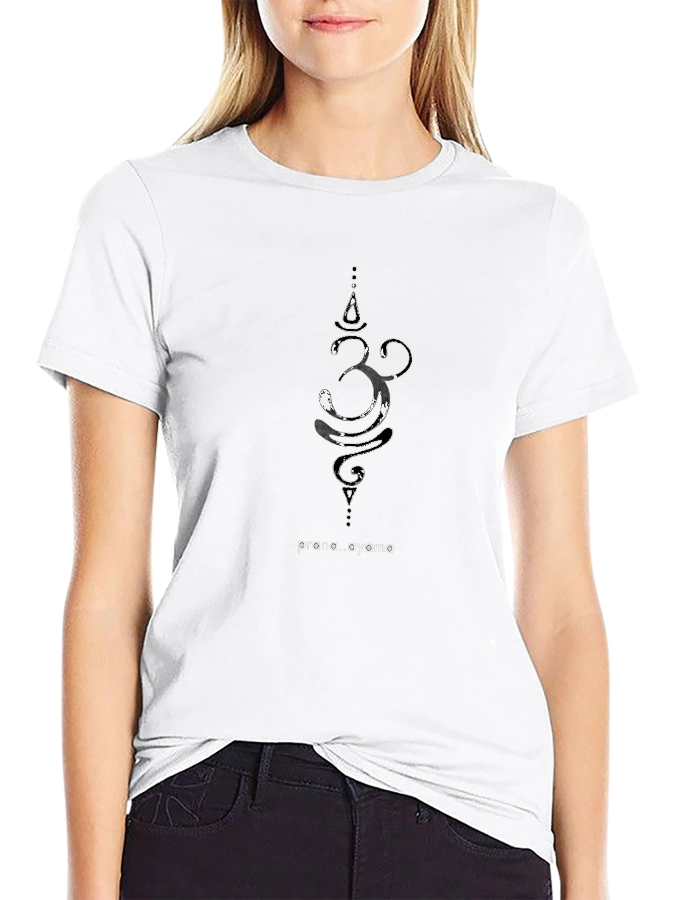 Pranayama Graphic Tee - Black Cotton Yoga Shirt