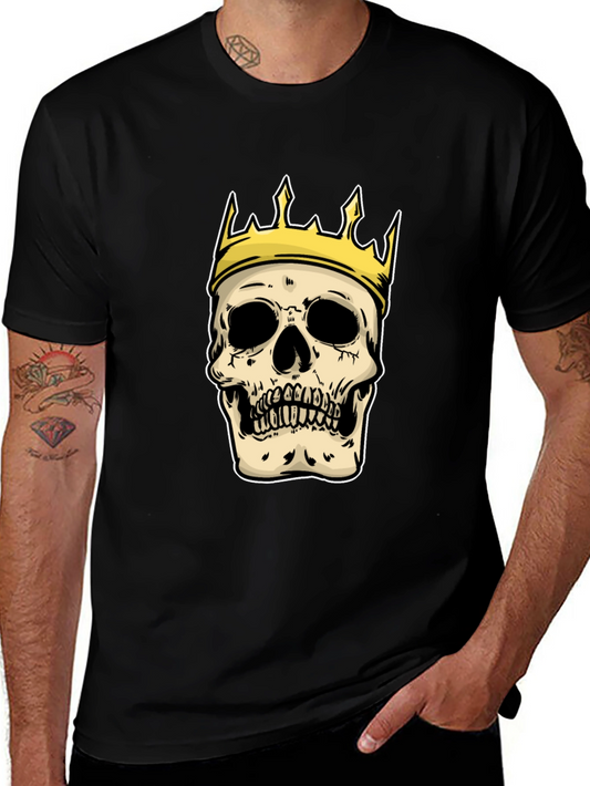 King Skull Graphic T-Shirt - Black Crew Neck Tee