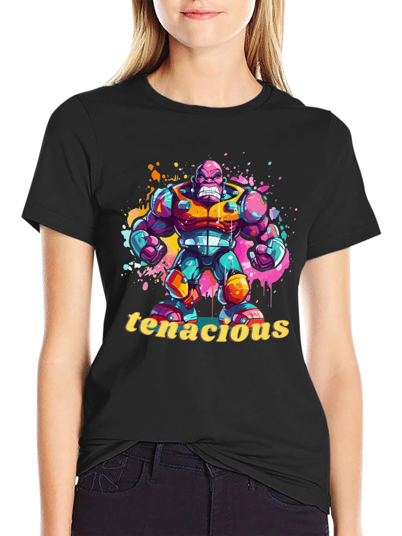 Tenacious Cartoon Character Black T-Shirt