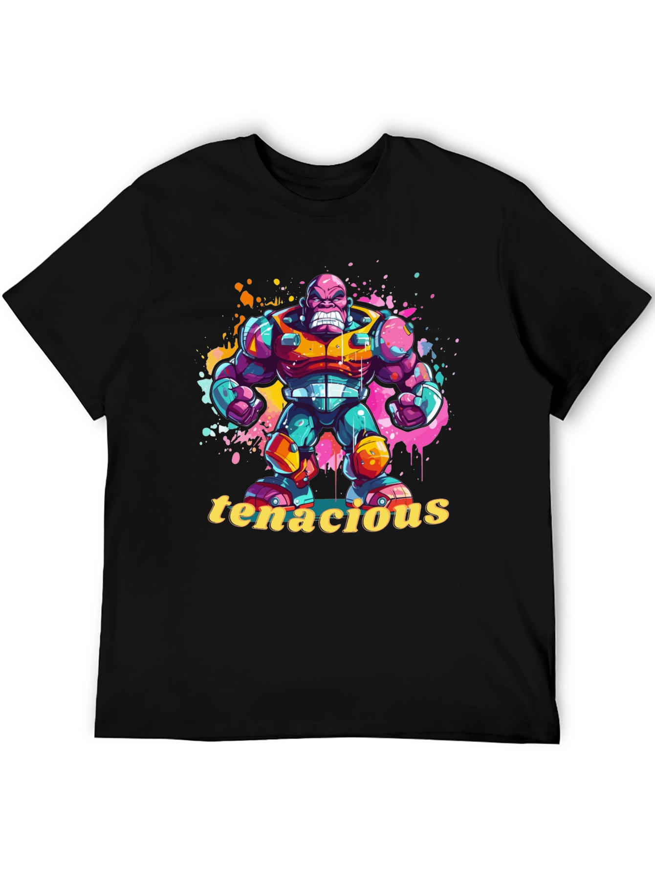 Tenacious Cartoon Character Black T-Shirt