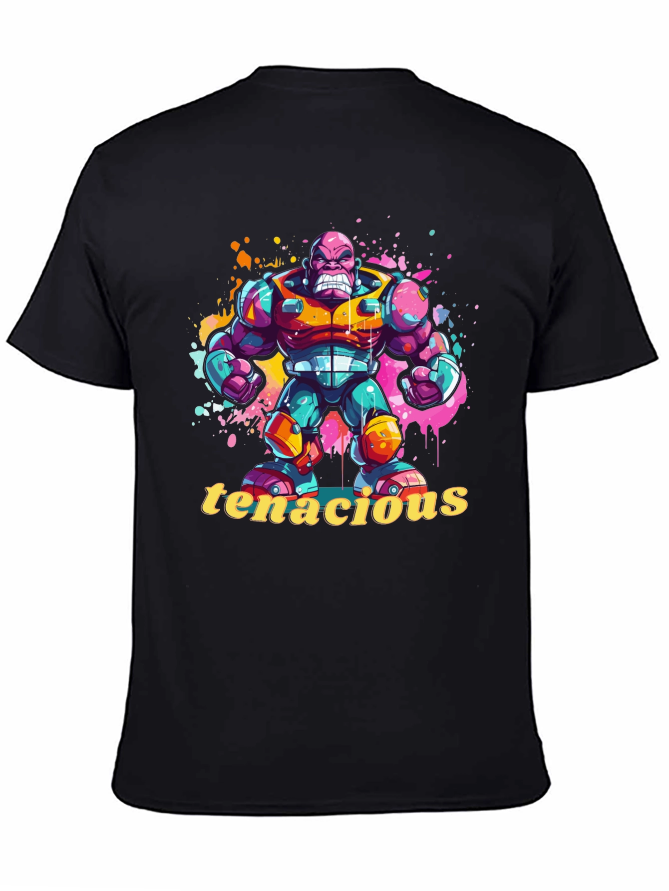 Tenacious Cartoon Character Black T-Shirt