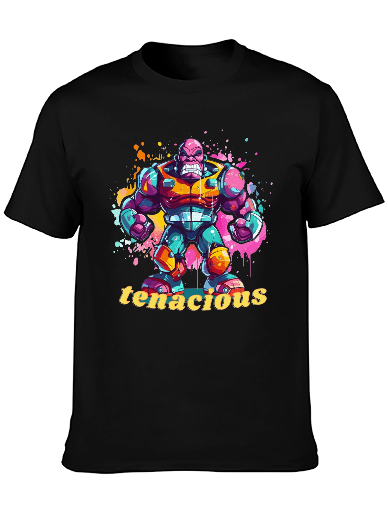 Tenacious Cartoon Character Black T-Shirt